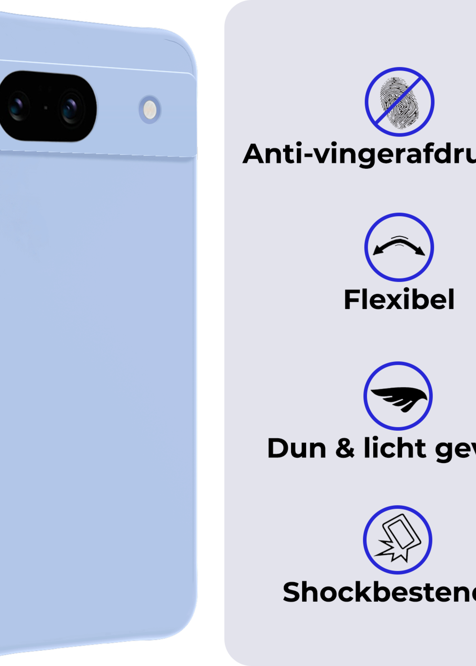 BTH Hoesje Geschikt voor Google Pixel 8a Hoesje Siliconen Case Hoes - Hoes Geschikt voor Google Pixel 8a Hoes Cover Case - Lichtblauw