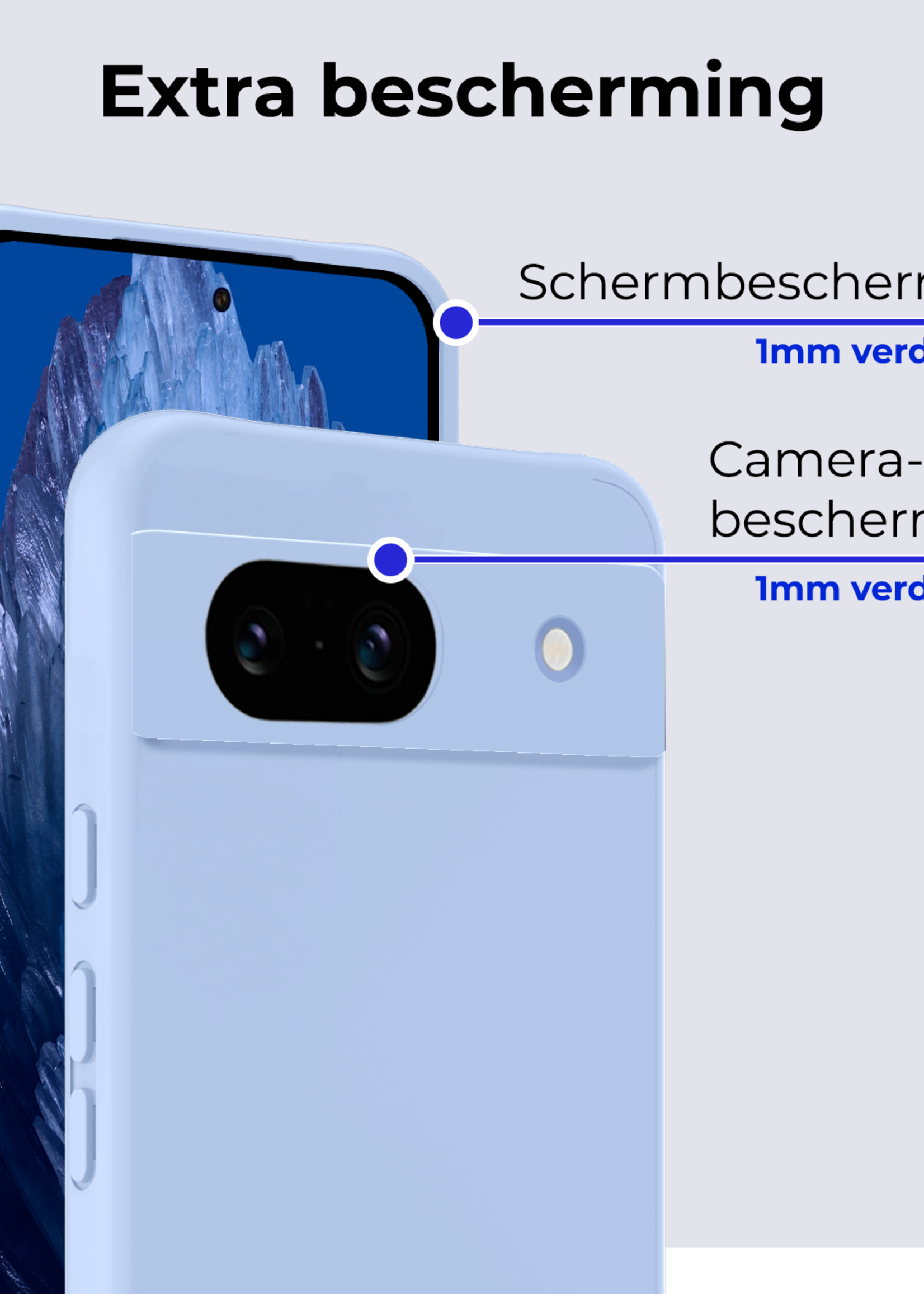 BTH Hoesje Geschikt voor Google Pixel 8a Hoesje Siliconen Case Hoes - Hoes Geschikt voor Google Pixel 8a Hoes Cover Case - Lichtblauw