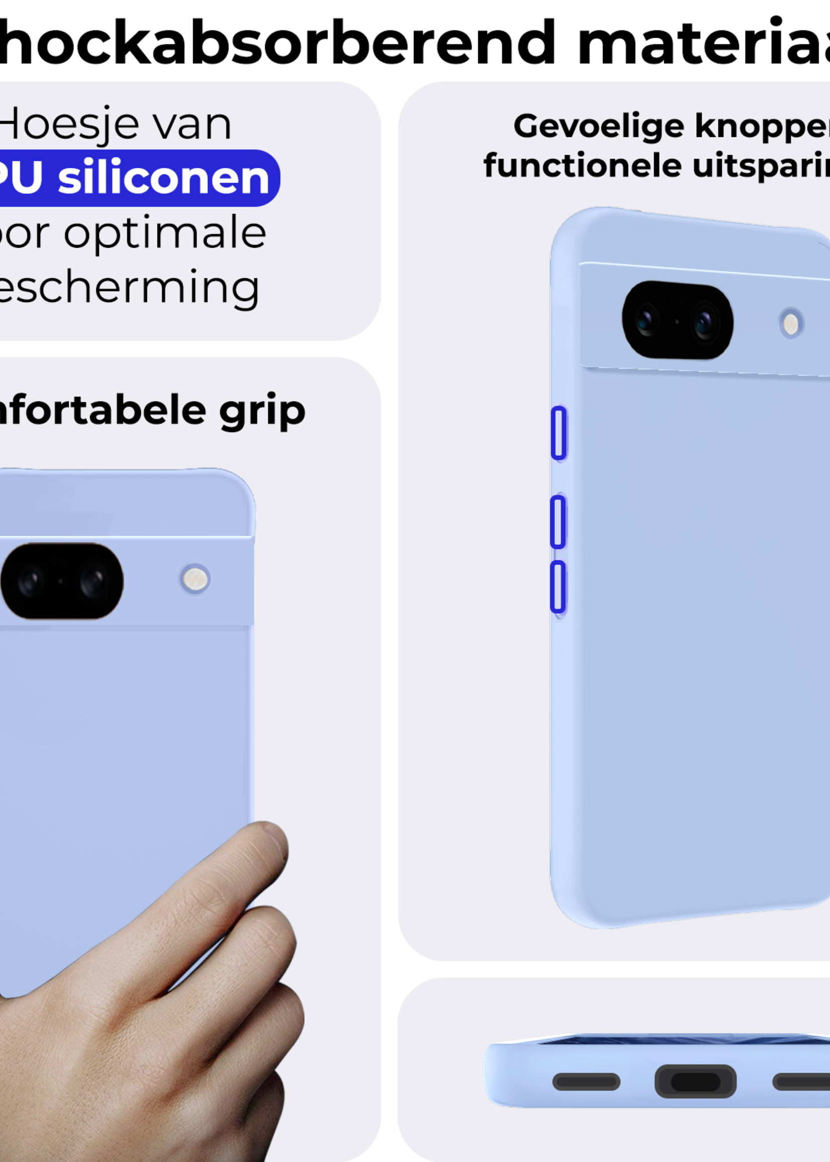 BTH Hoesje Geschikt voor Google Pixel 8a Hoesje Siliconen Case Hoes - Hoes Geschikt voor Google Pixel 8a Hoes Cover Case - Lichtblauw
