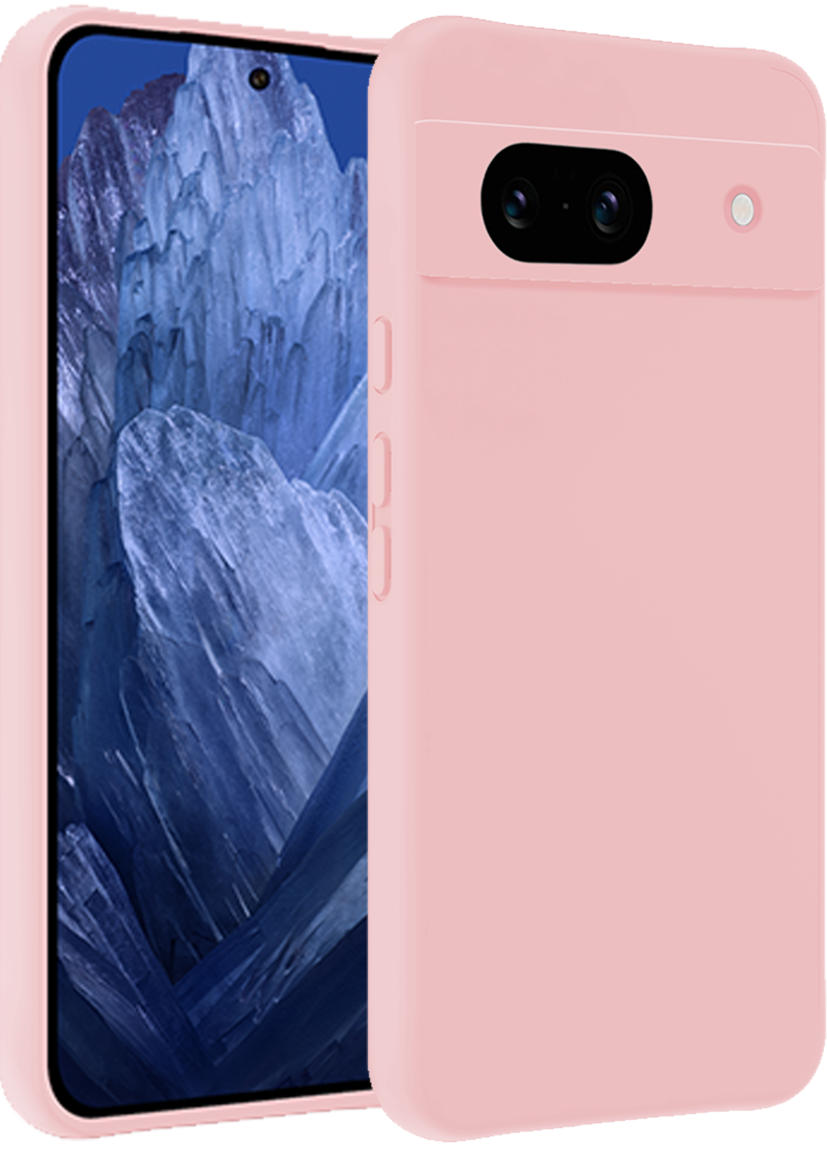 BTH Hoesje Geschikt voor Google Pixel 8a Hoesje Siliconen Case Hoes - Hoes Geschikt voor Google Pixel 8a Hoes Cover Case - Lichtroze
