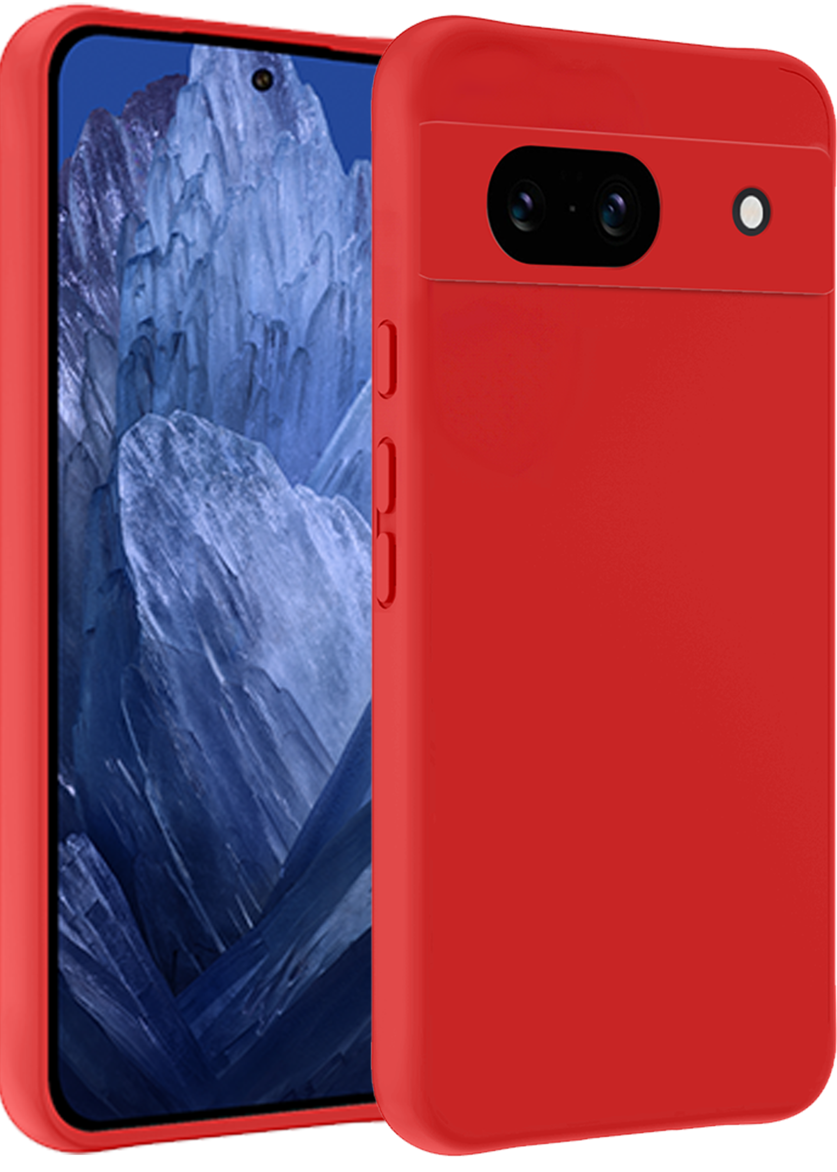 BTH Hoesje Geschikt voor Google Pixel 8a Hoesje Siliconen Case Hoes - Hoes Geschikt voor Google Pixel 8a Hoes Cover Case - Rood
