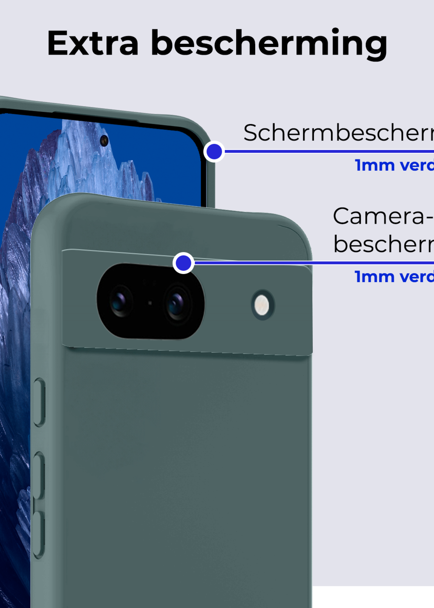 BTH Hoesje Geschikt voor Google Pixel 8a Hoesje Siliconen Case Hoes - Hoes Geschikt voor Google Pixel 8a Hoes Cover Case - Donkergroen - 2 PACK