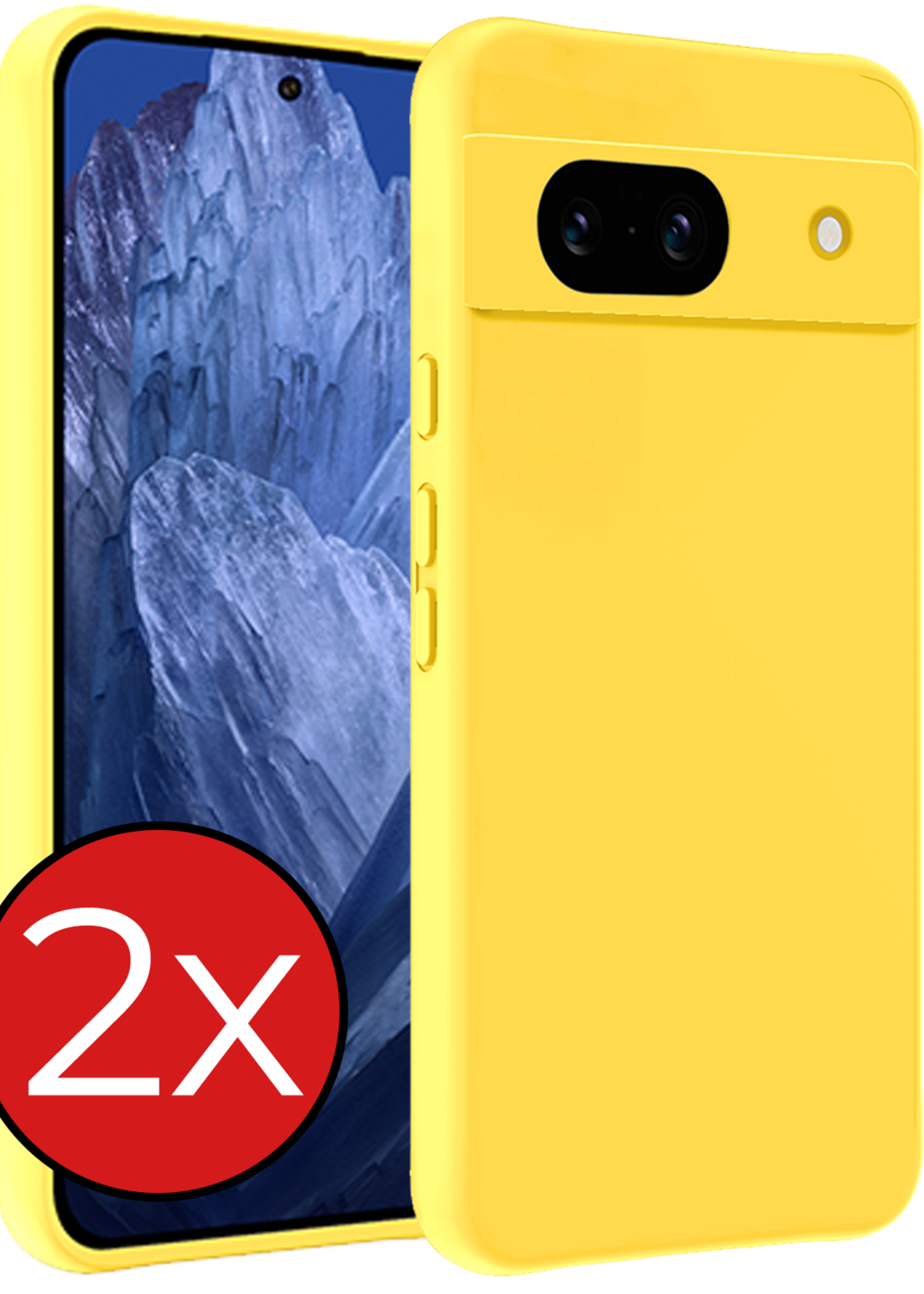 BTH Hoesje Geschikt voor Google Pixel 8a Hoesje Siliconen Case Hoes - Hoes Geschikt voor Google Pixel 8a Hoes Cover Case - Geel - 2 PACK