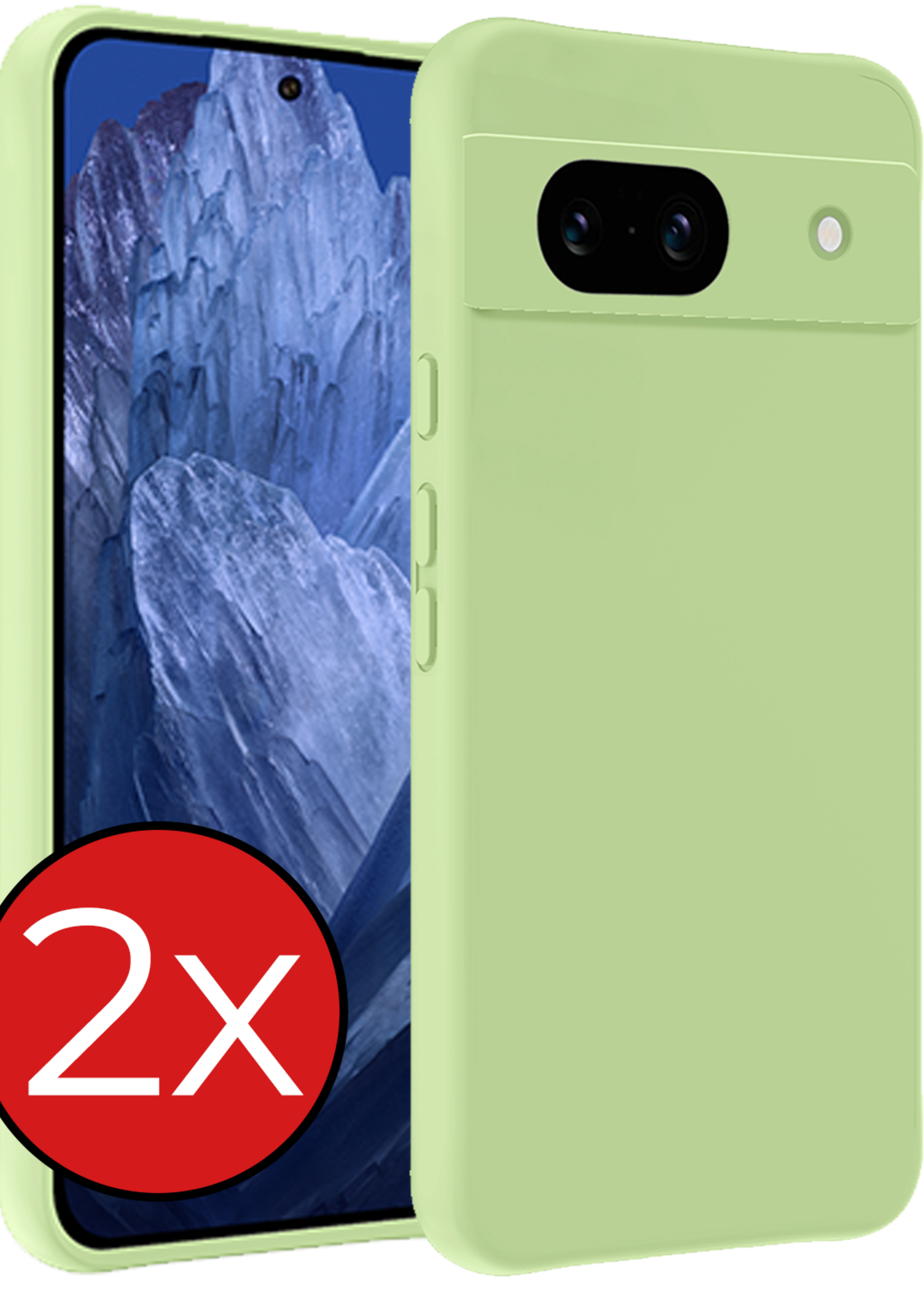 BTH Hoesje Geschikt voor Google Pixel 8a Hoesje Siliconen Case Hoes - Hoes Geschikt voor Google Pixel 8a Hoes Cover Case - Groen - 2 PACK