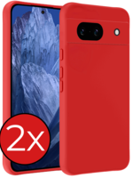 BTH BTH Google Pixel 8a Hoesje Siliconen - Rood - 2 PACK