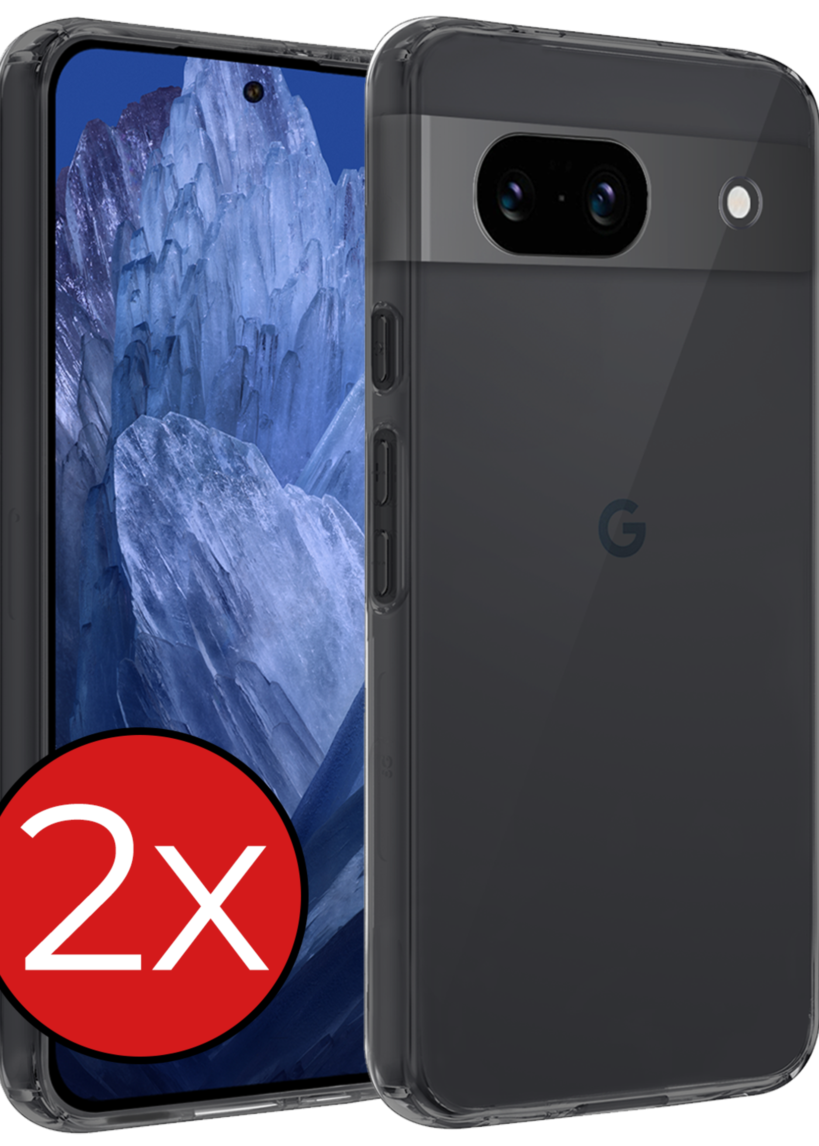 BTH Hoesje Geschikt voor Google Pixel 8a Hoesje Siliconen Case Hoes - Hoes Geschikt voor Google Pixel 8a Hoes Cover Case - Transparant - 2 PACK