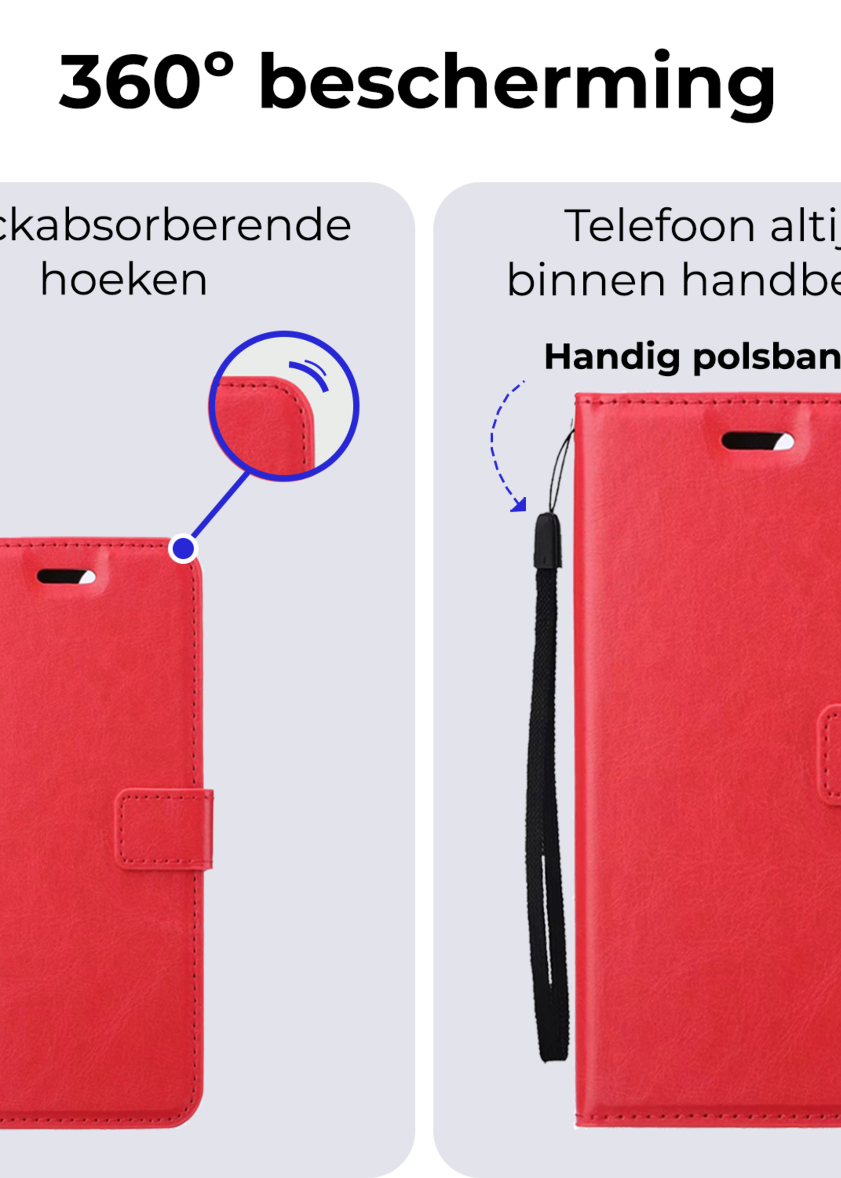 BTH Hoesje Geschikt voor Google Pixel 8a Hoesje Book Case Hoes Portemonnee Cover Walletcase - Hoes Geschikt voor Google Pixel 8a Hoes Bookcase Hoesje - Rood
