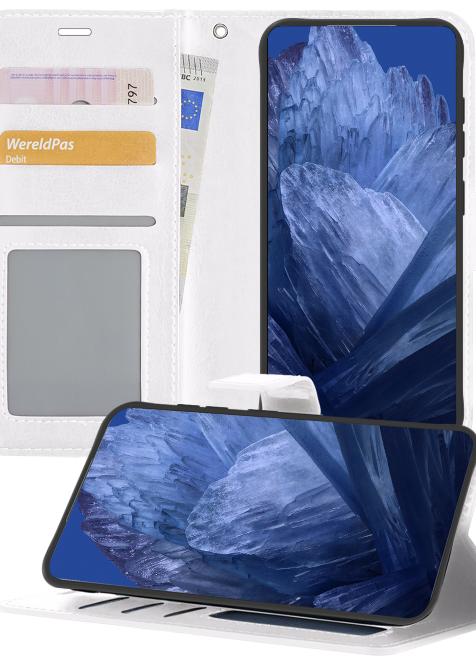 BTH Hoesje Geschikt voor Google Pixel 8a Hoesje Book Case Hoes Portemonnee Cover Walletcase - Hoes Geschikt voor Google Pixel 8a Hoes Bookcase Hoesje - Wit