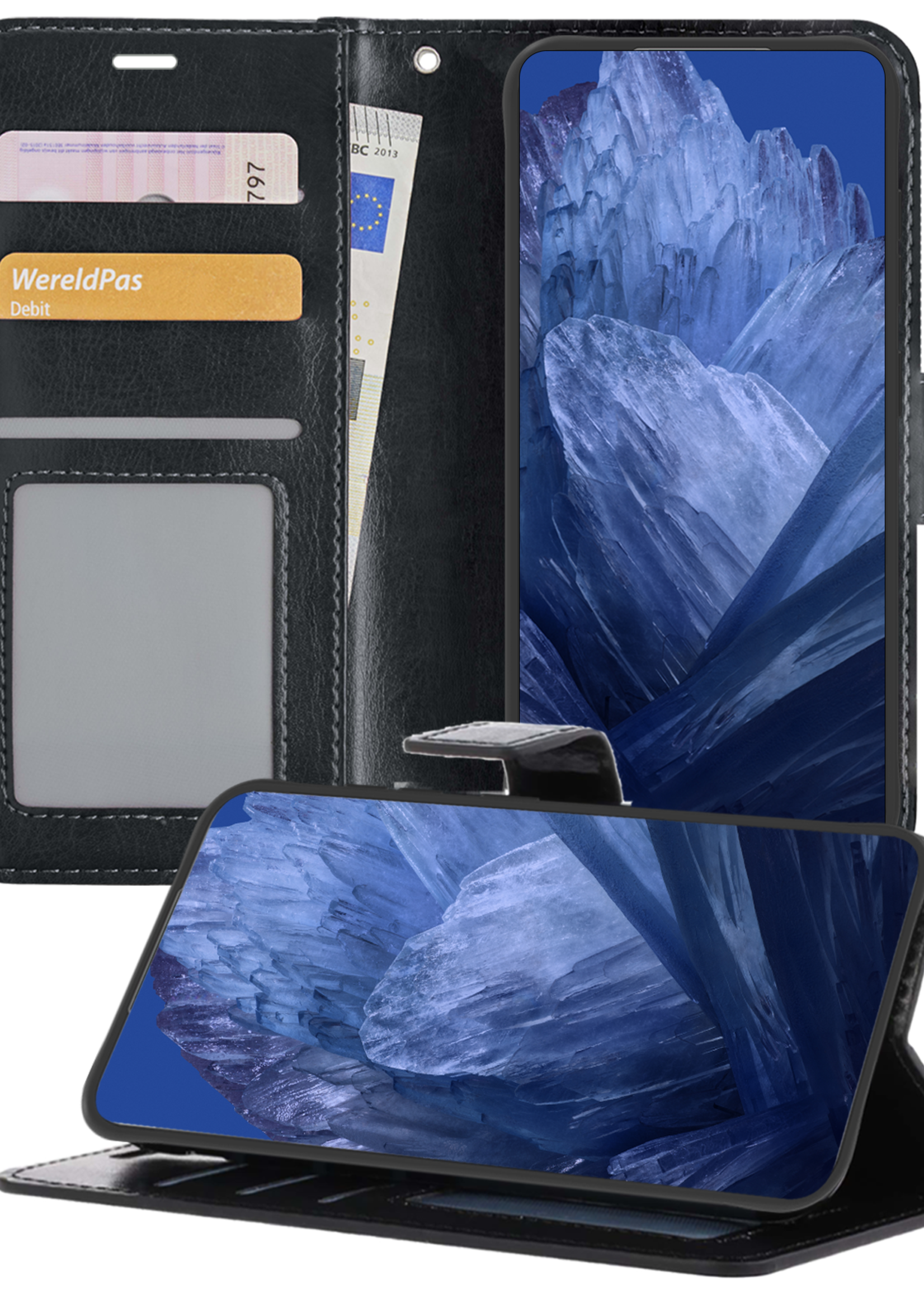 BTH Hoesje Geschikt voor Google Pixel 8a Hoesje Book Case Hoes Portemonnee Cover Walletcase - Hoes Geschikt voor Google Pixel 8a Hoes Bookcase Hoesje - Zwart
