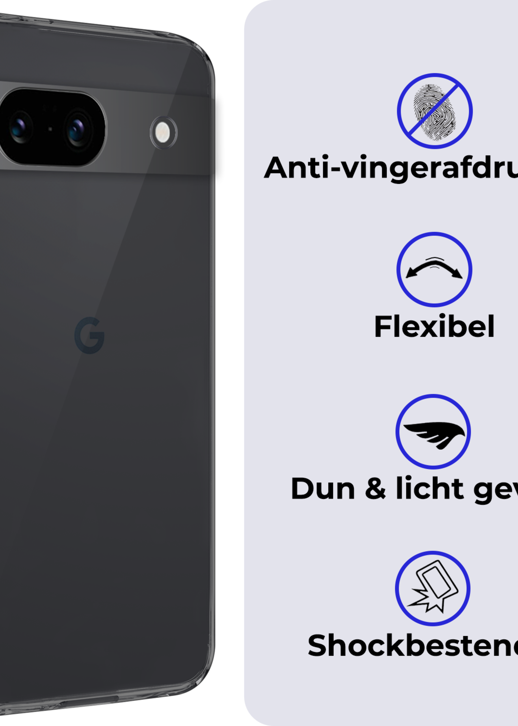 BTH Hoesje Geschikt voor Google Pixel 8a Hoesje Siliconen Case Hoes Met Screenprotector - Hoes Geschikt voor Google Pixel 8a Hoes Cover Case - Transparant