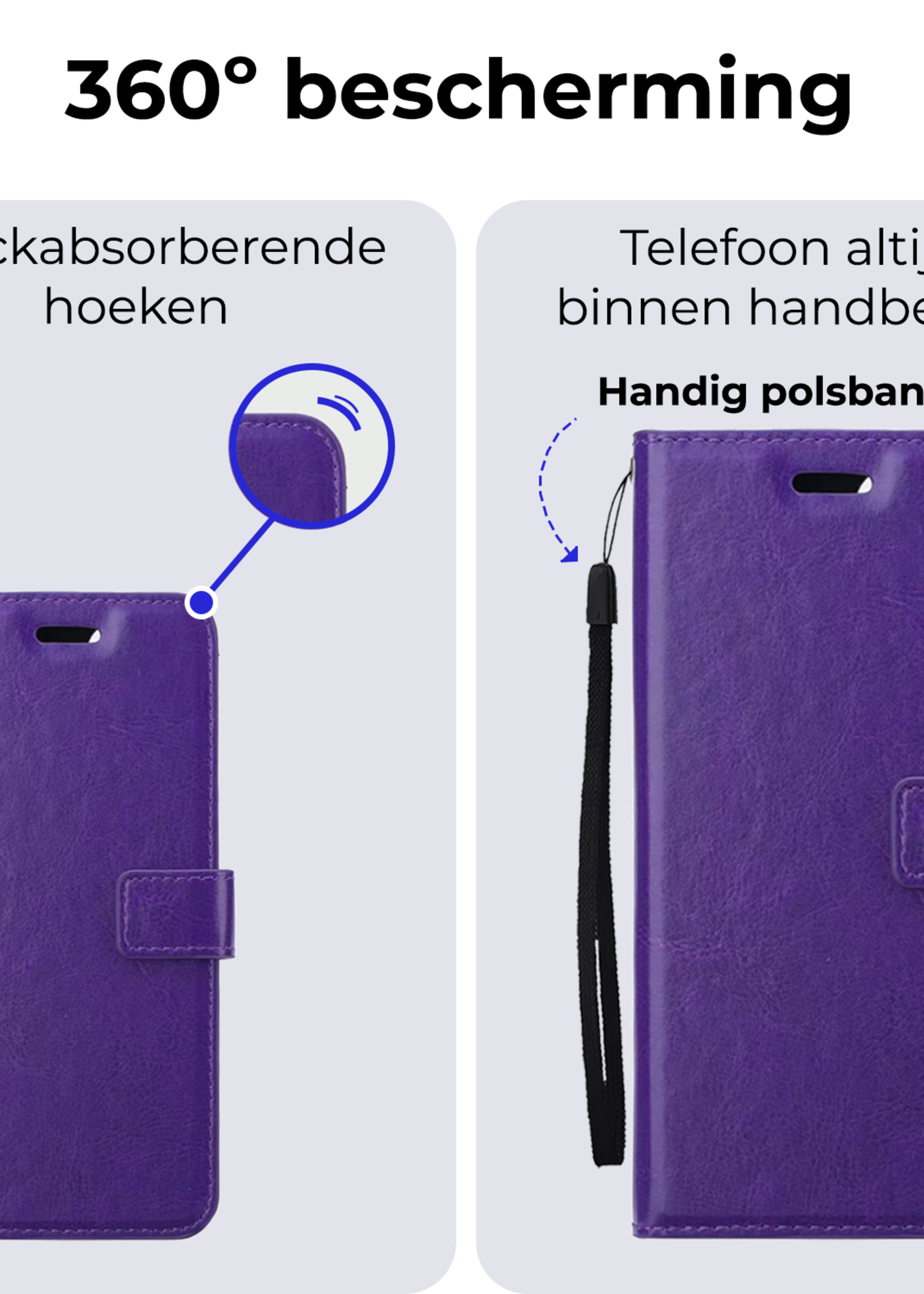 BTH Hoesje Geschikt voor Google Pixel 8a Hoesje Book Case Hoes Portemonnee Cover Walletcase Met Screenprotector - Hoes Geschikt voor Google Pixel 8a Hoes Bookcase Hoesje - Paars