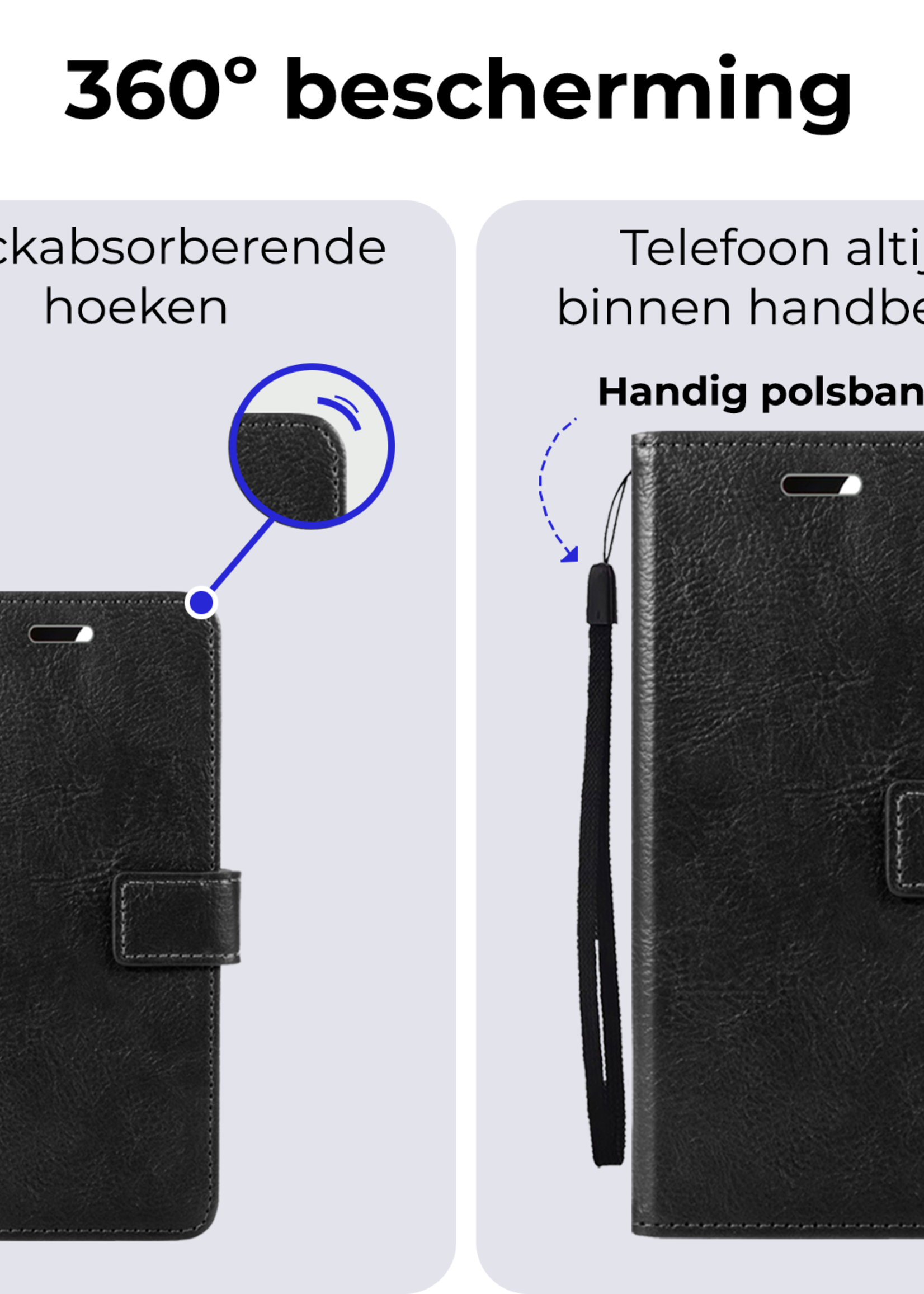 BTH Hoesje Geschikt voor Google Pixel 8a Hoesje Book Case Hoes Portemonnee Cover Walletcase Met 2x Screenprotector - Hoes Geschikt voor Google Pixel 8a Hoes Bookcase Hoesje - Zwart