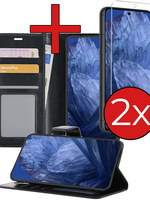 BTH BTH Google Pixel 8a Hoesje Bookcase Met 2x Screenprotector - Zwart