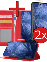 BTH BTH Google Pixel 8a Hoesje Bookcase Met 2x Screenprotector - Rood