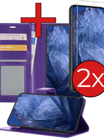 BTH BTH Google Pixel 8a Hoesje Bookcase Met 2x Screenprotector - Paars