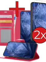 BTH BTH Google Pixel 8a Hoesje Bookcase Met 2x Screenprotector - Donkerroze