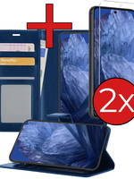 BTH BTH Google Pixel 8a Hoesje Bookcase Met 2x Screenprotector - Donkerblauw