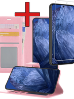 BTH BTH Google Pixel 8a Hoesje Bookcase Met Screenprotector - Lichtroze