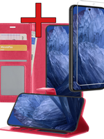 BTH BTH Google Pixel 8a Hoesje Bookcase Met Screenprotector - Donkerroze