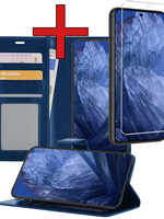 BTH BTH Google Pixel 8a Hoesje Bookcase Met Screenprotector - Donkerblauw