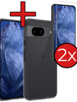 BTH BTH Google Pixel 8a Hoesje Siliconen Met 2x Screenprotector - Transparant