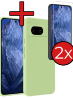 BTH BTH Google Pixel 8a Hoesje Siliconen Met 2x Screenprotector - Groen