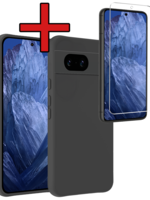 BTH BTH Google Pixel 8a Hoesje Siliconen Met Screenprotector - Zwart