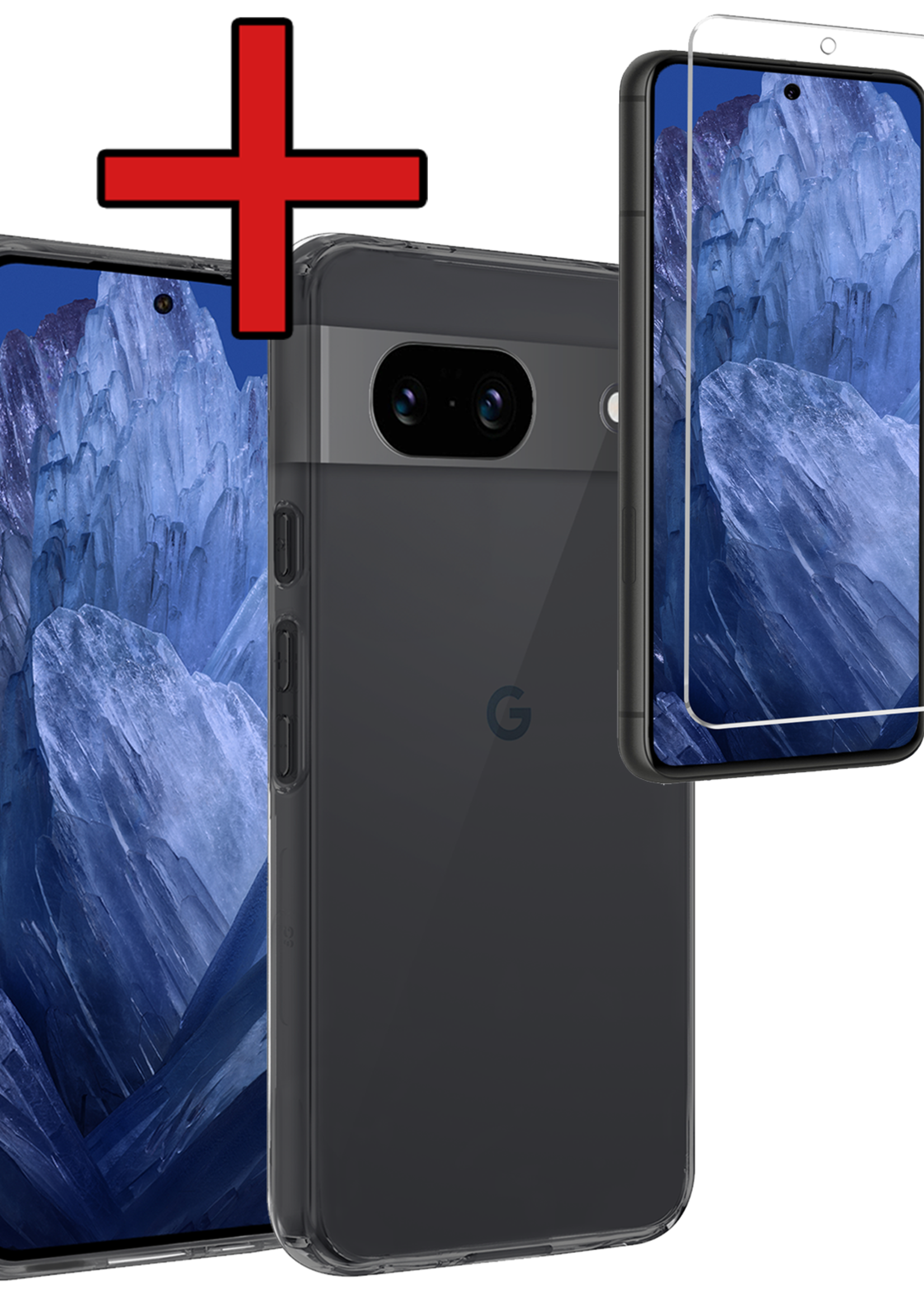BTH Hoesje Geschikt voor Google Pixel 8a Hoesje Siliconen Case Hoes Met Screenprotector - Hoes Geschikt voor Google Pixel 8a Hoes Cover Case - Transparant