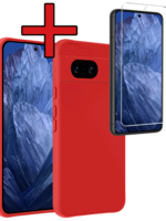 BTH BTH Google Pixel 8a Hoesje Siliconen Met Screenprotector - Rood
