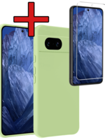 BTH BTH Google Pixel 8a Hoesje Siliconen Met Screenprotector - Groen