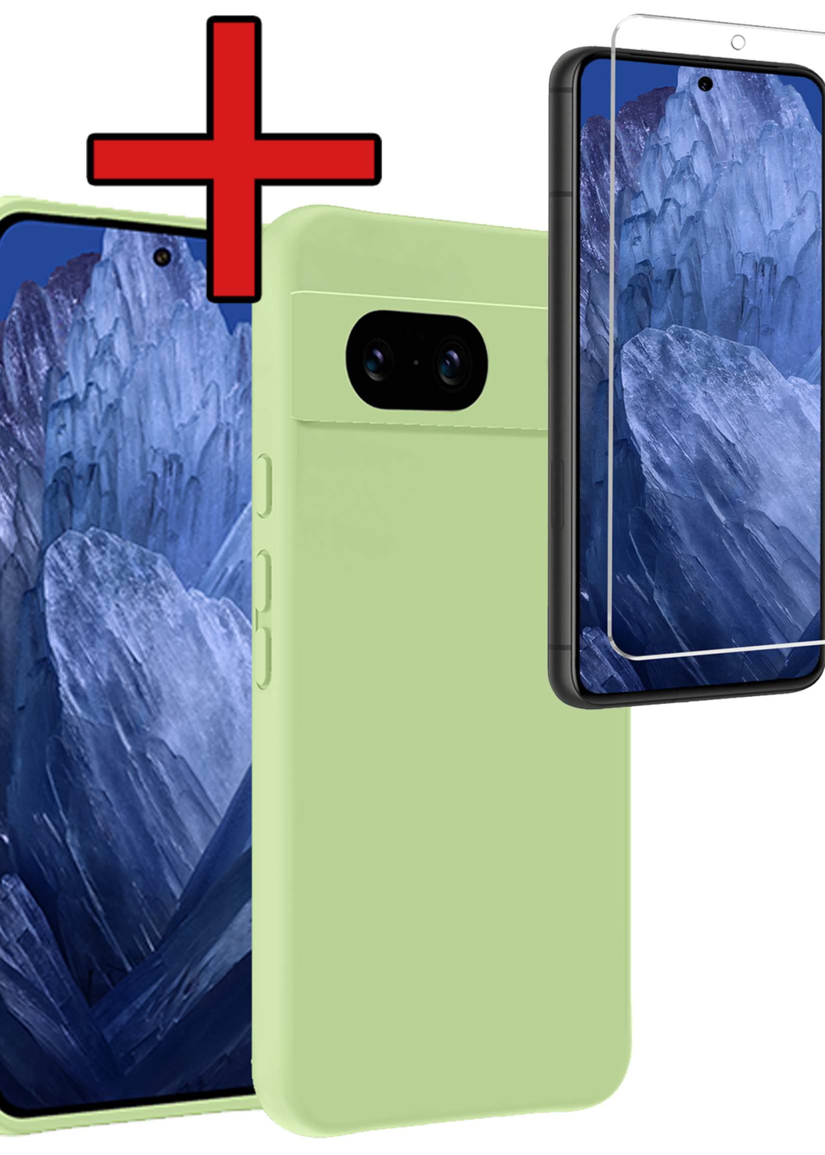 BTH Hoesje Geschikt voor Google Pixel 8a Hoesje Siliconen Case Hoes Met Screenprotector - Hoes Geschikt voor Google Pixel 8a Hoes Cover Case - Groen