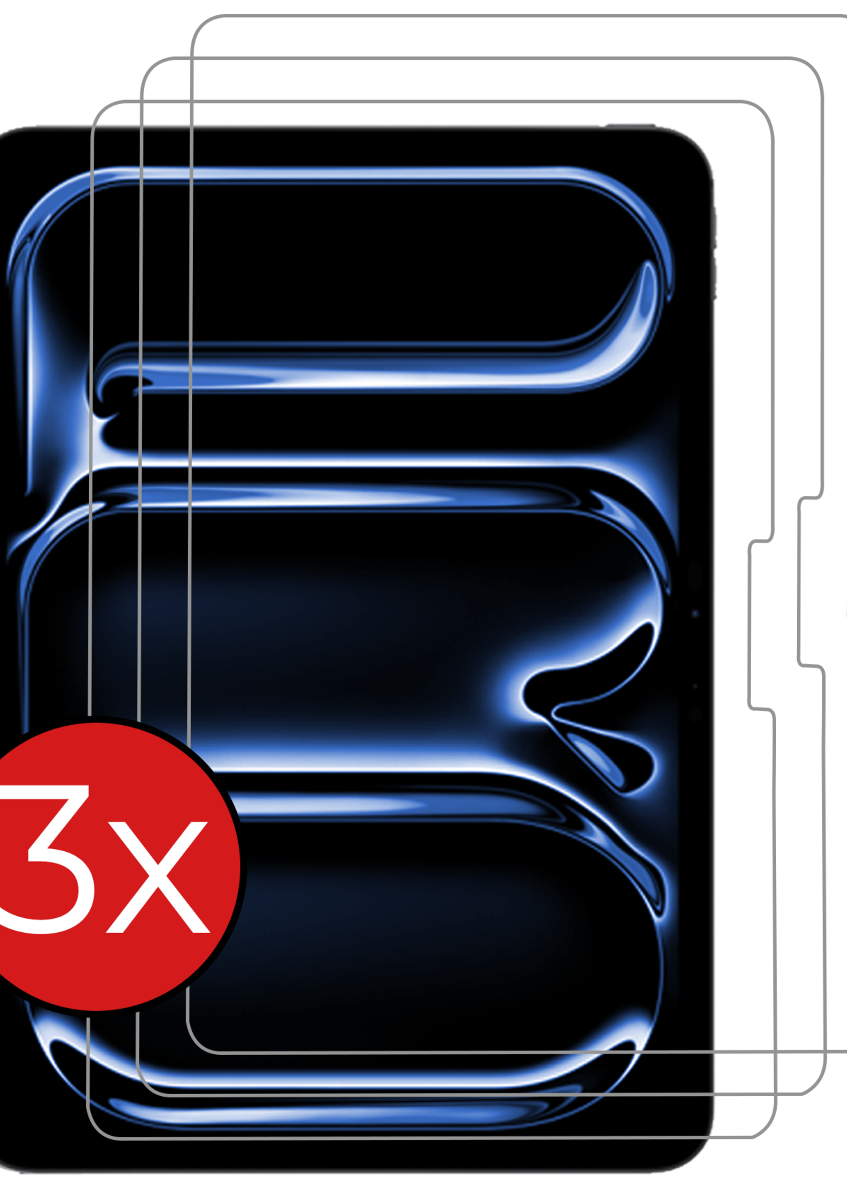 BTH Screenprotector Geschikt voor iPad Pro 2024 (11 inch) Screenprotector Tempered Glass Screen Protector Gehard Glas - Screenprotector Geschikt voor iPad Pro 7e generatie Screenprotector Glas - 3 PACK