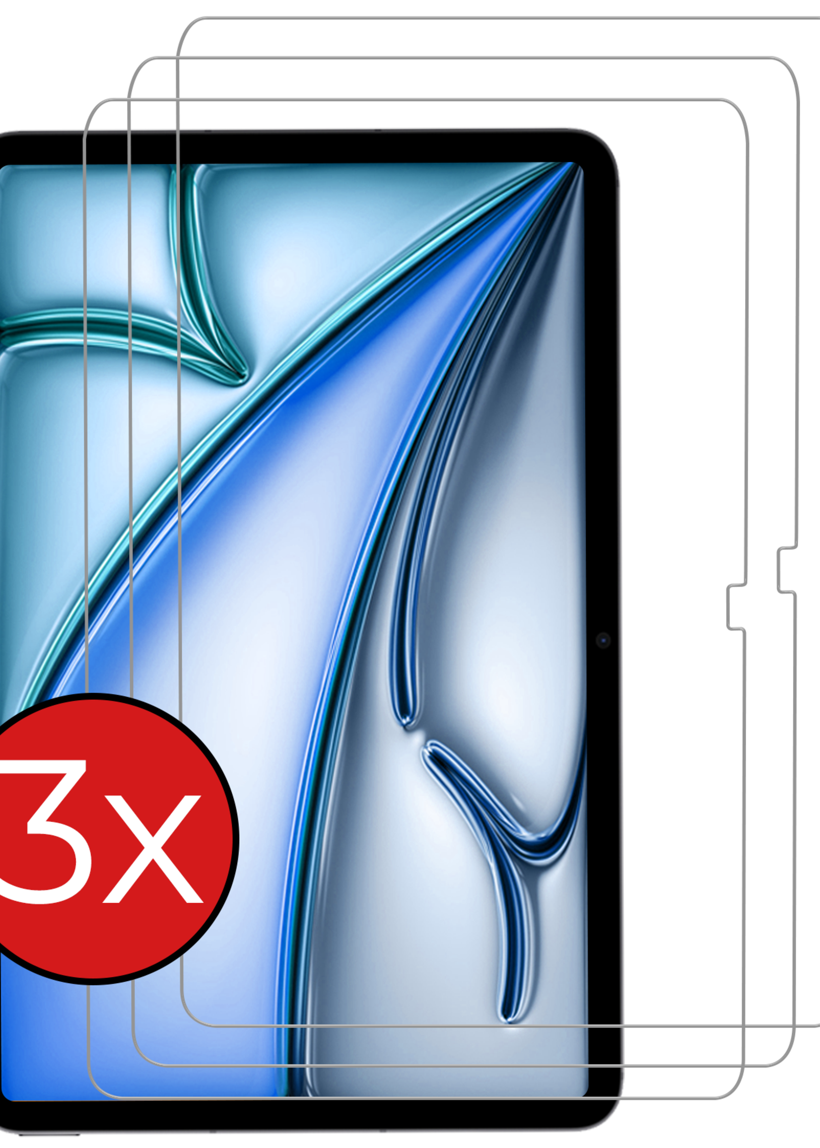 BTH Screenprotector Geschikt voor iPad Air 6 2024 (11 inch) Screenprotector Tempered Glass Screen Protector Gehard Glas - Screenprotector Geschikt voor iPad Air 6 7e generatie Screenprotector Glas - 3 PACK