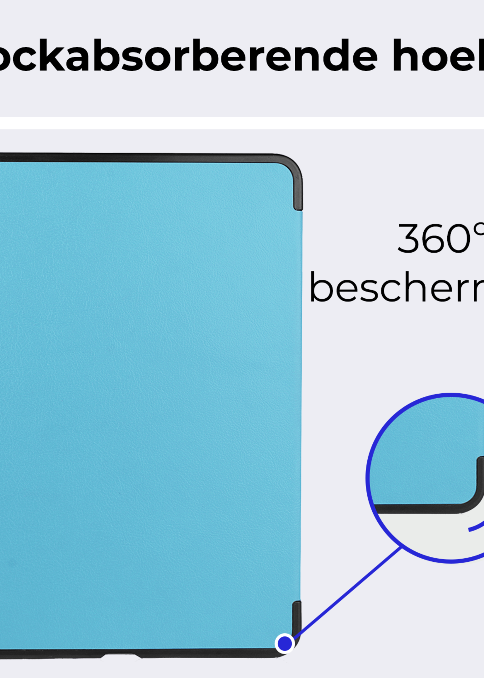 BTH Hoes Geschikt voor iPad Air 6 (11 inch) Hoes Book Case Hoesje Trifold Cover Met Uitsparing Geschikt voor Apple Pencil - Hoesje Geschikt voor iPad Air 2024 (11 inch) Hoesje Bookcase - Lichtblauw