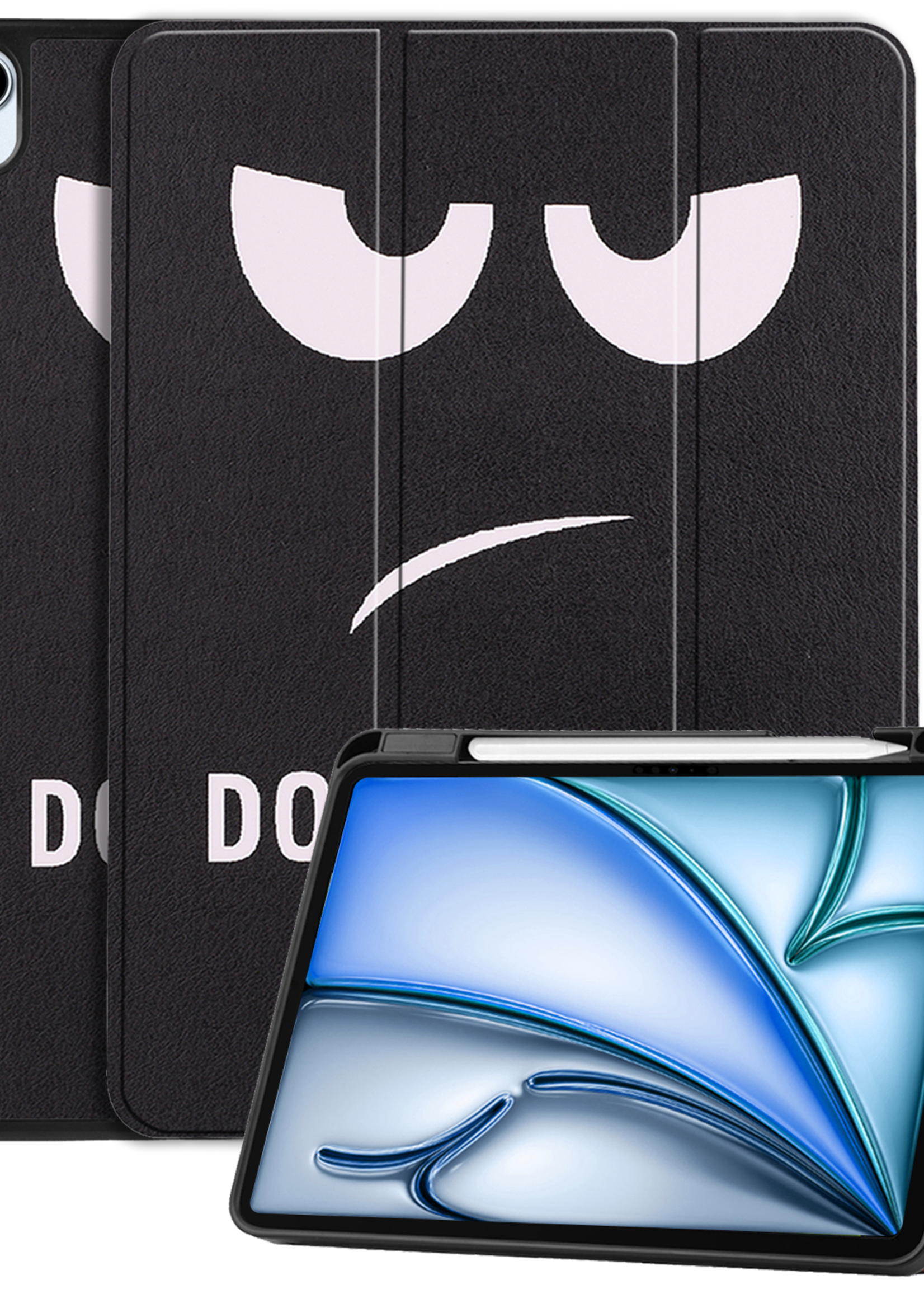 BTH Hoes Geschikt voor iPad Air 6 (11 inch) Hoes Book Case Hoesje Trifold Cover Met Uitsparing Geschikt voor Apple Pencil - Hoesje Geschikt voor iPad Air 2024 (11 inch) Hoesje Bookcase - Don't Touch Me