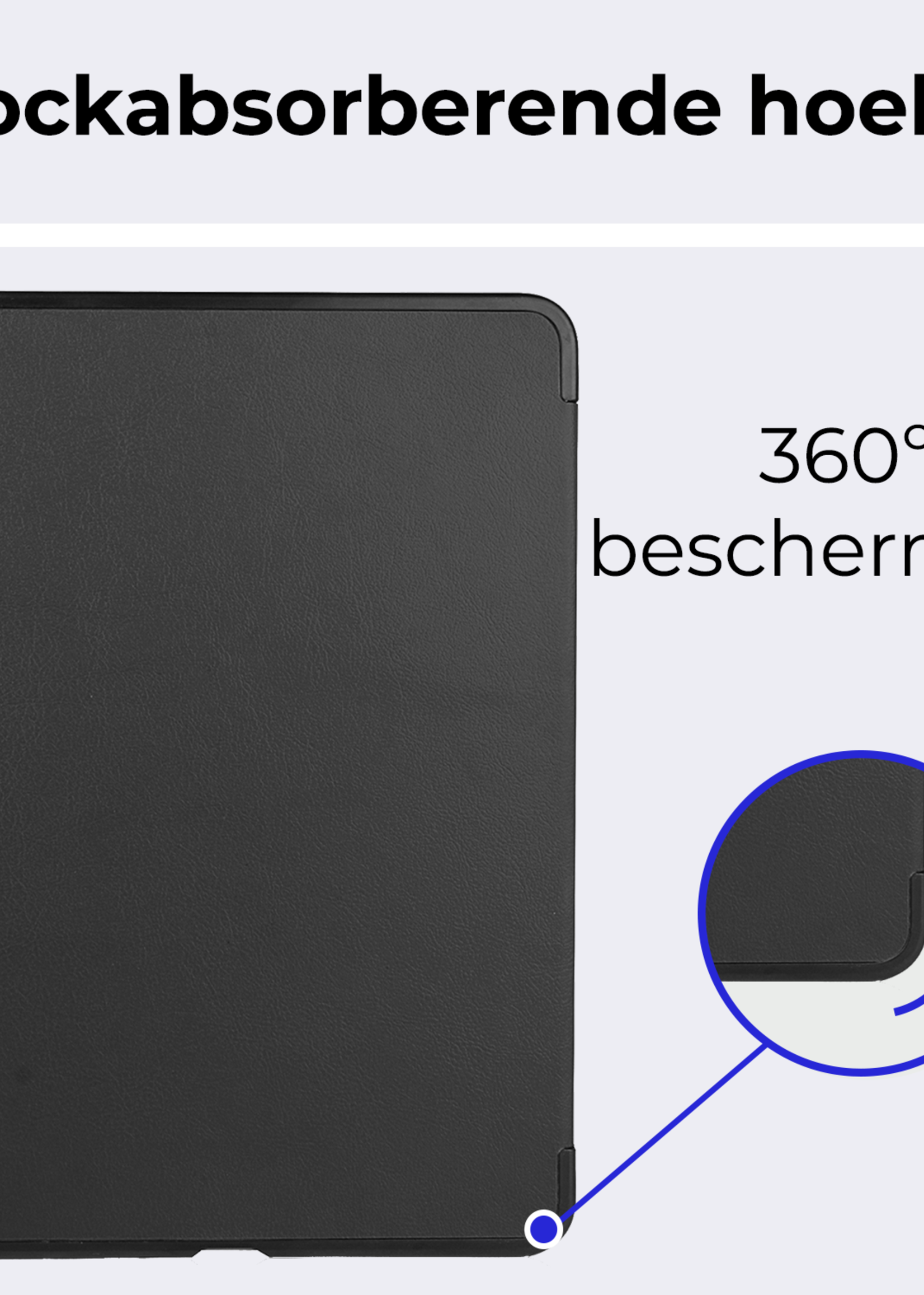 BTH Hoes Geschikt voor iPad Air 6 (11 inch) Hoes Book Case Hoesje Trifold Cover Met Uitsparing Geschikt voor Apple Pencil - Hoesje Geschikt voor iPad Air 2024 (11 inch) Hoesje Bookcase - Zwart