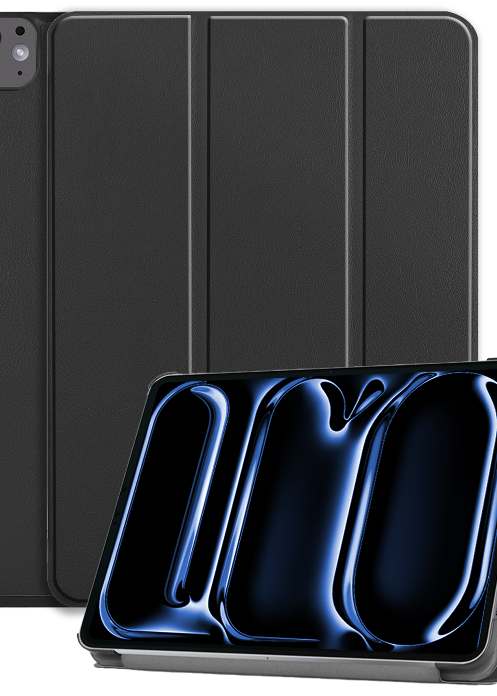 BTH Hoes Geschikt voor iPad Pro 2024 (11 inch) Hoes Book Case Hoesje Trifold Cover - Hoesje Geschikt voor iPad Pro 2024 11 inch (7e generatie) Hoesje Bookcase - Zwart