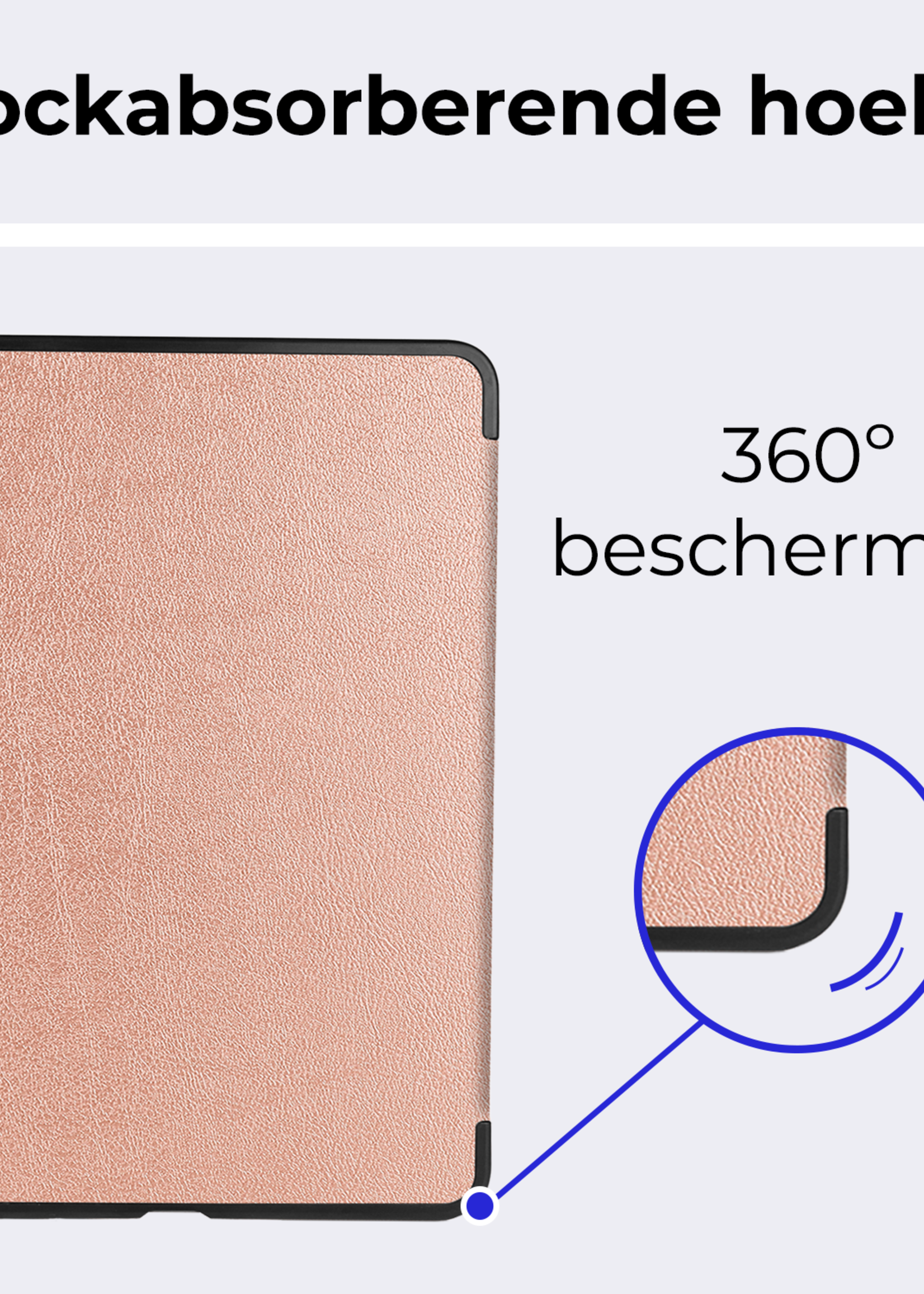 BTH Hoes Geschikt voor iPad Air 6 (13 inch) Hoes Book Case Hoesje Trifold Cover - Hoesje Geschikt voor iPad Air 2024 (13 inch) Hoesje Bookcase - Rosé goud