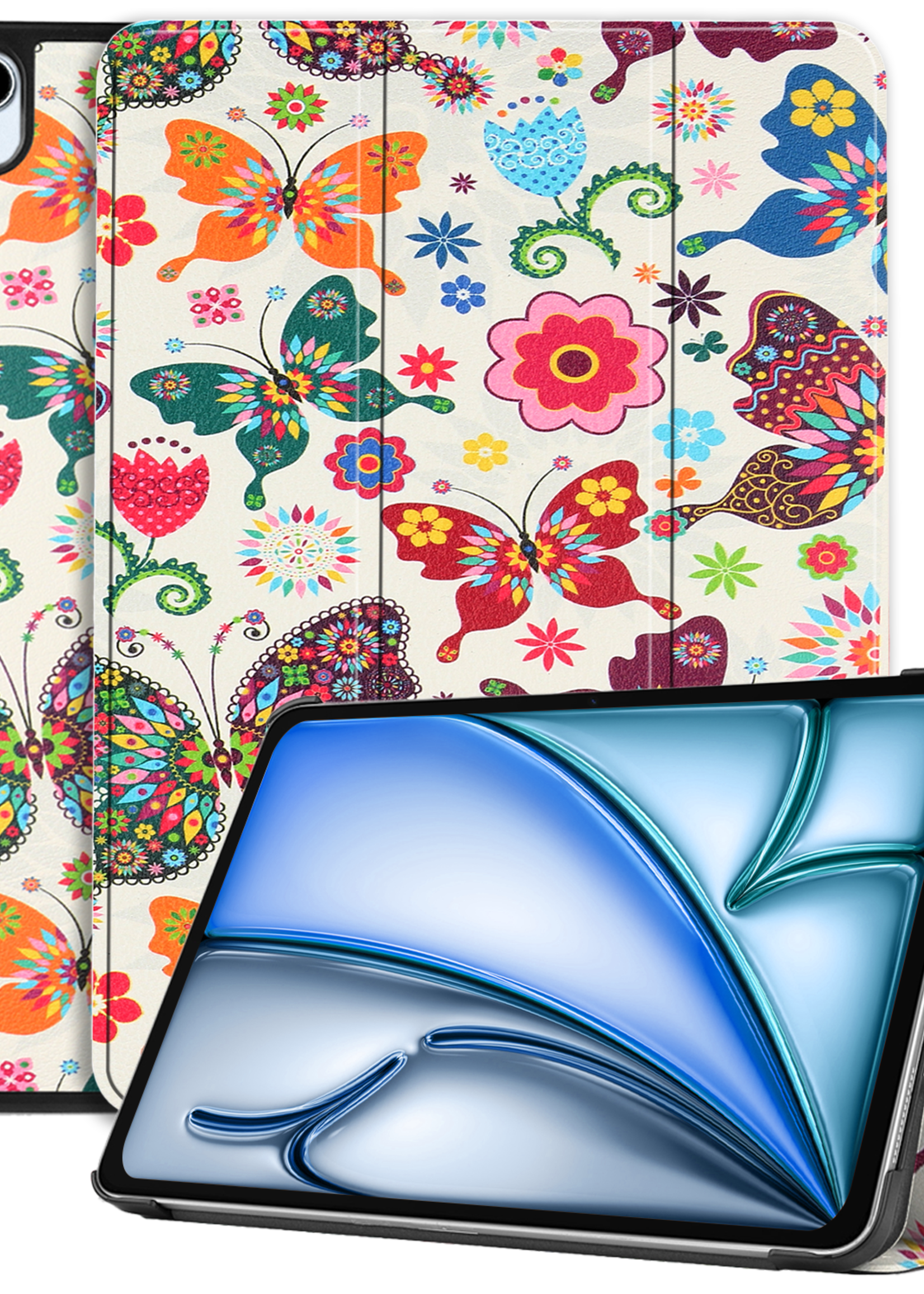 BTH iPad Air 2024 Hoes Luxe Book Case - iPad Air 6 (11 inch) Hoesje Case Cover - Vlinder