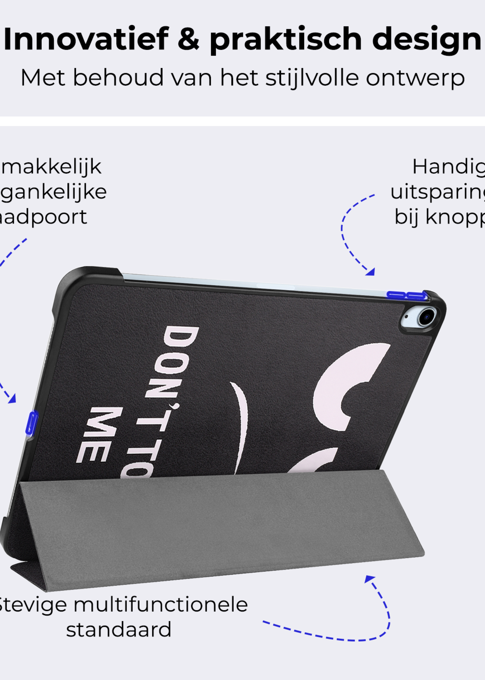 BTH Hoes Geschikt voor iPad Air 6 (11 inch) Hoes Book Case Hoesje Trifold Cover - Hoesje Geschikt voor iPad Air 2024 (11 inch) Hoesje Bookcase - Don't Touch Me