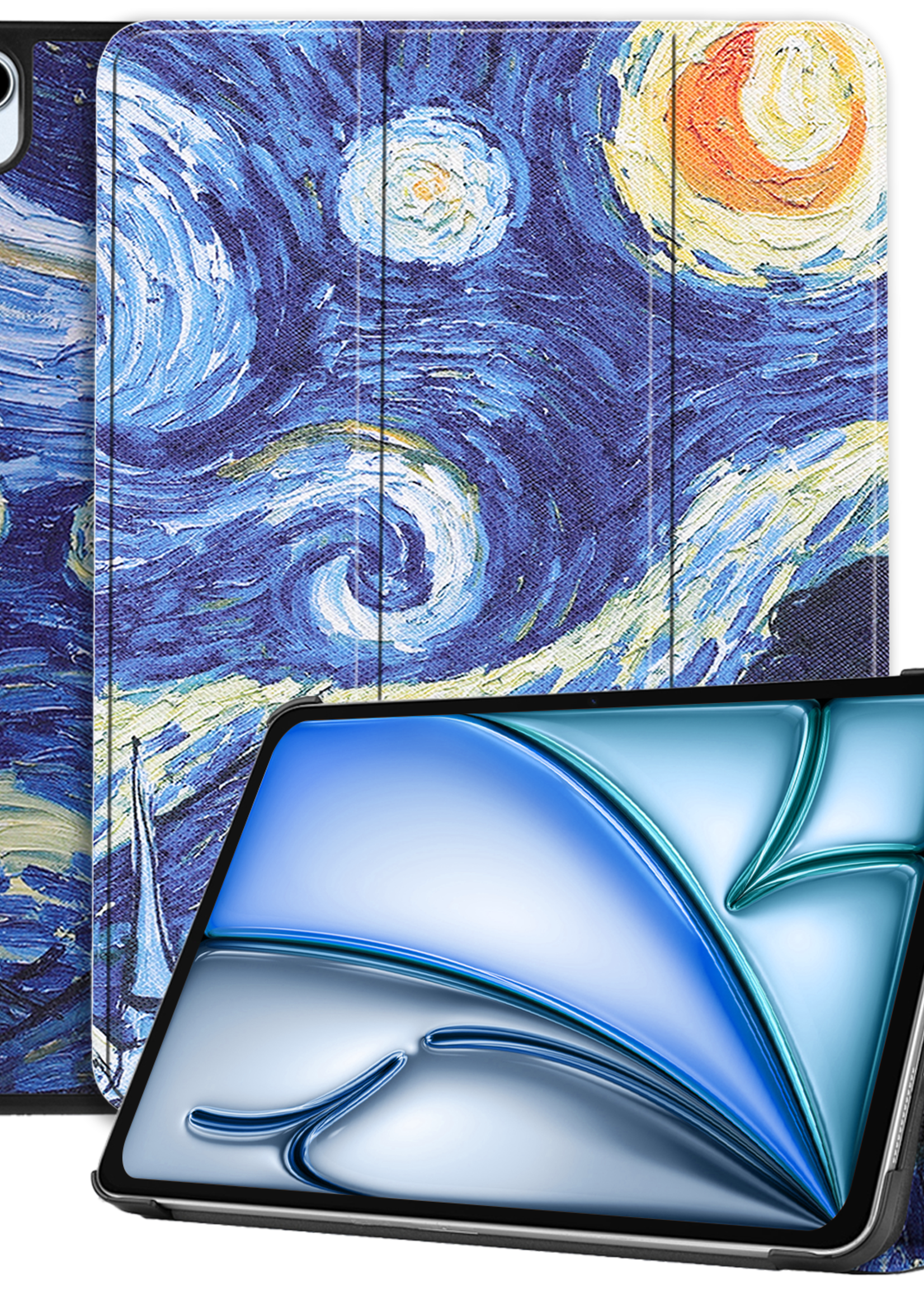 BTH Hoes Geschikt voor iPad Air 6 (11 inch) Hoes Book Case Hoesje Trifold Cover - Hoesje Geschikt voor iPad Air 2024 (11 inch) Hoesje Bookcase - Sterrenhemel