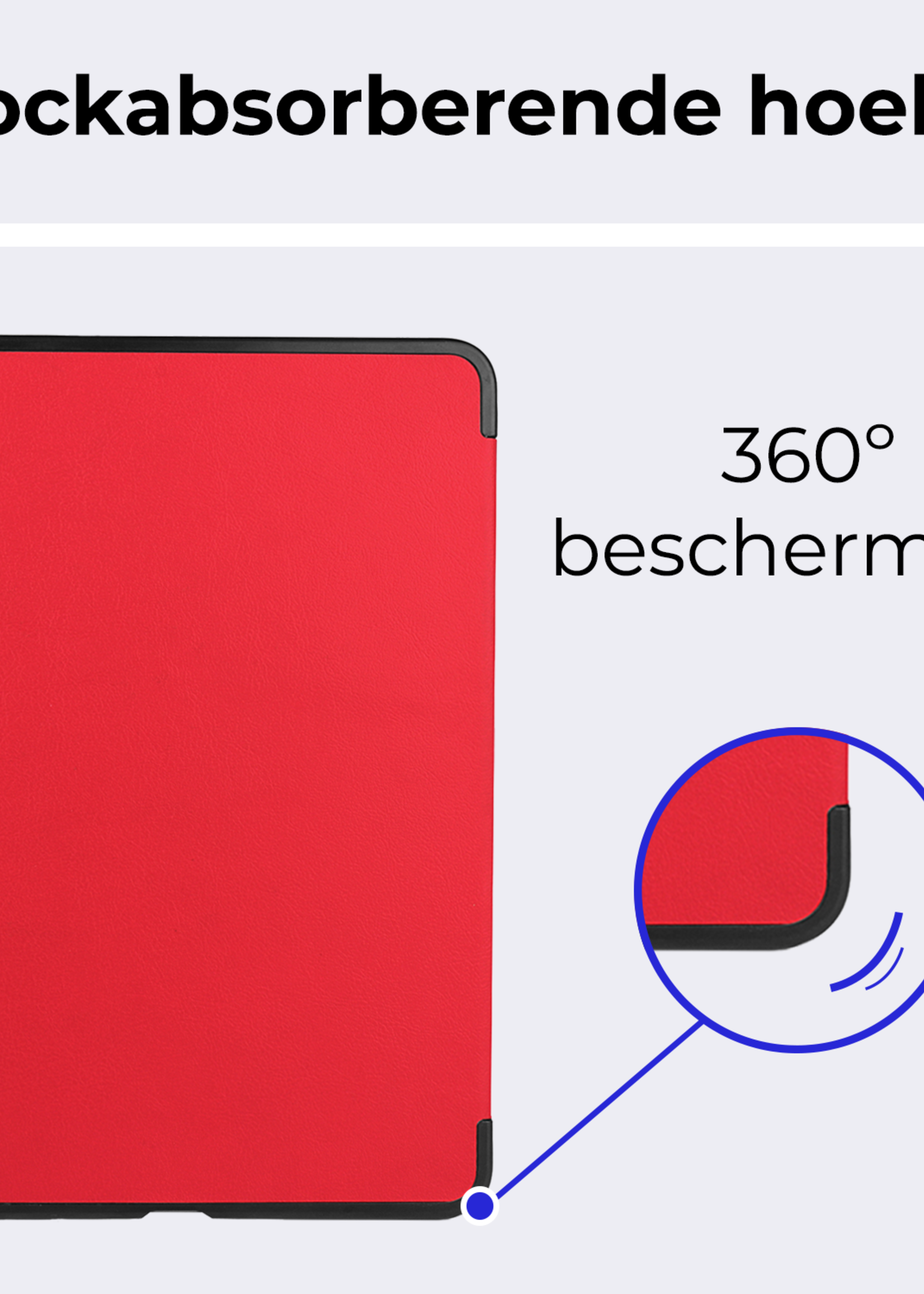 BTH Hoes Geschikt voor iPad Air 6 (11 inch) Hoes Book Case Hoesje Trifold Cover - Hoesje Geschikt voor iPad Air 2024 (11 inch) Hoesje Bookcase - Rood