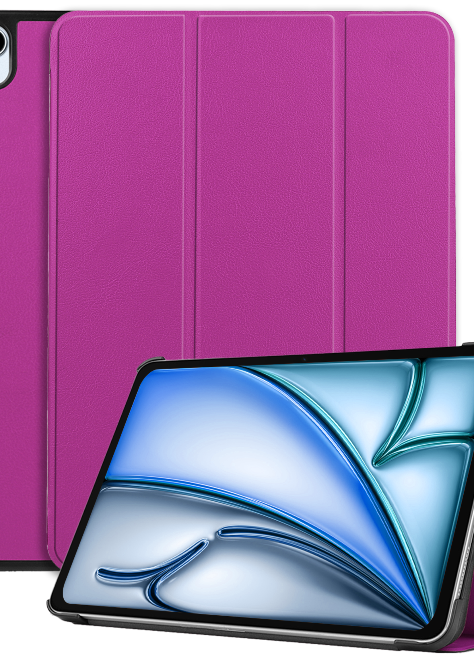 BTH Hoes Geschikt voor iPad Air 6 (11 inch) Hoes Book Case Hoesje Trifold Cover - Hoesje Geschikt voor iPad Air 2024 (11 inch) Hoesje Bookcase - Paars