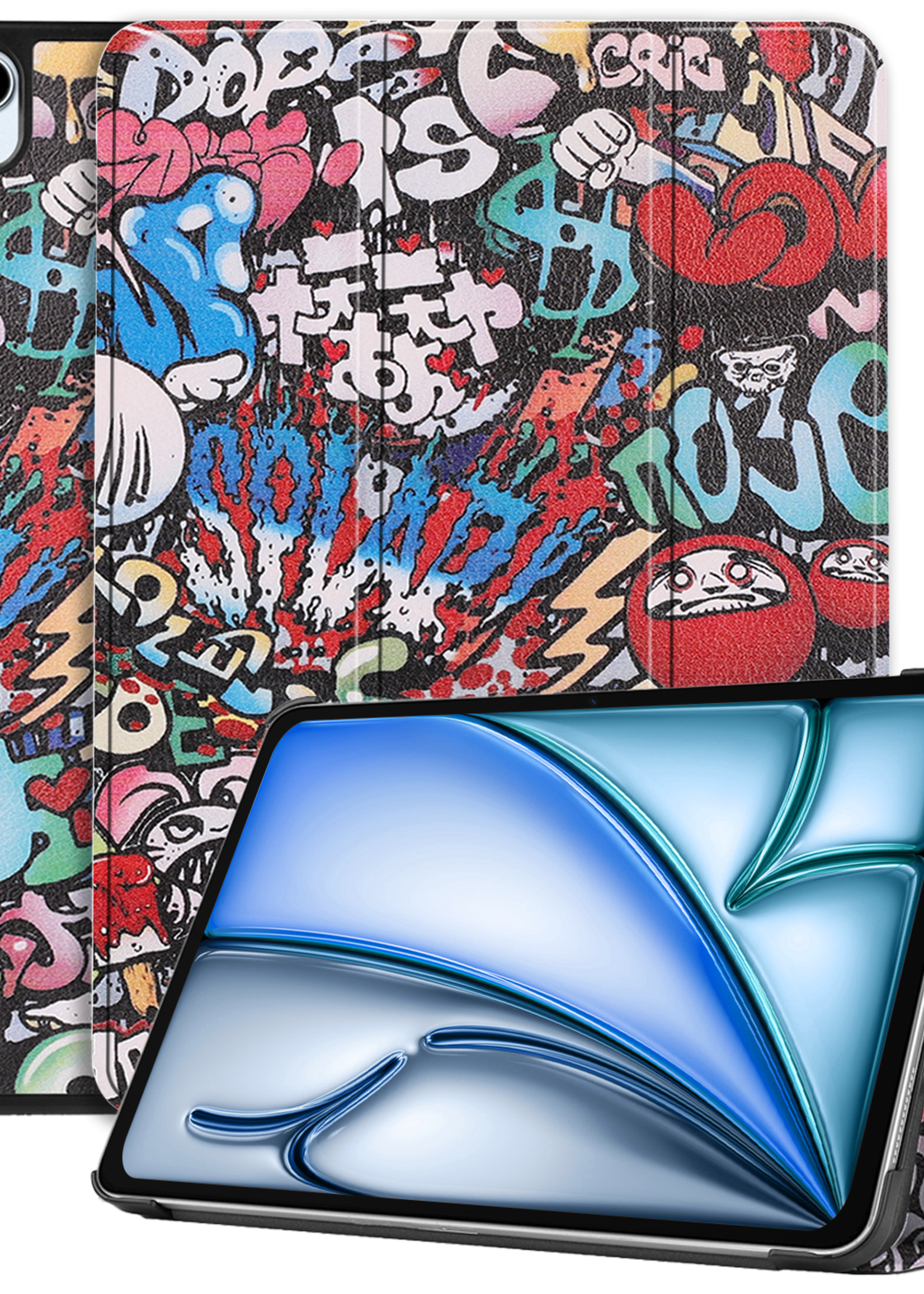 BTH Hoes Geschikt voor iPad Air 6 (11 inch) Hoes Book Case Hoesje Trifold Cover - Hoesje Geschikt voor iPad Air 2024 (11 inch) Hoesje Bookcase - Graffity