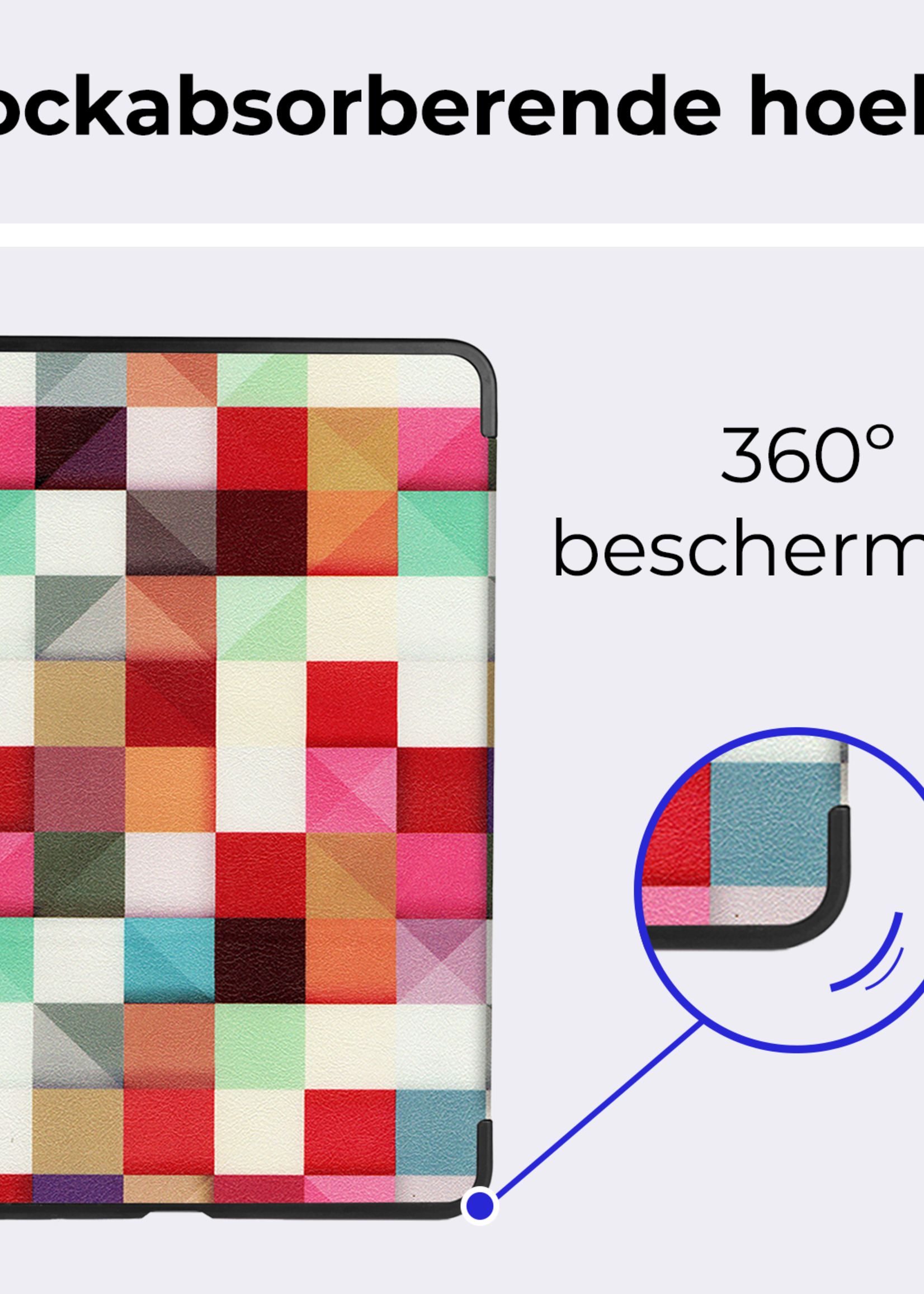 BTH Hoes Geschikt voor iPad Air 6 (11 inch) Hoes Book Case Hoesje Trifold Cover - Hoesje Geschikt voor iPad Air 2024 (11 inch) Hoesje Bookcase - Blokken