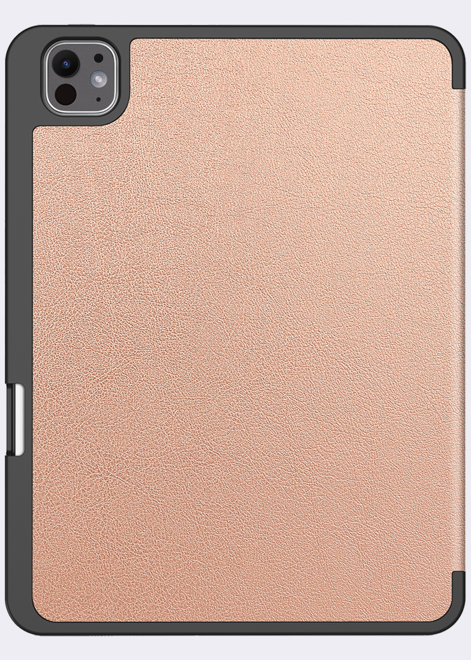 BTH Hoes Geschikt voor iPad Pro 2024 (13 inch) Hoes Book Case Hoesje Trifold Cover Met Uitsparing Geschikt voor Apple Pencil - Hoesje Geschikt voor iPad Pro 2024 13 inch (7e generatie) Hoesje Bookcase - Rosé goud