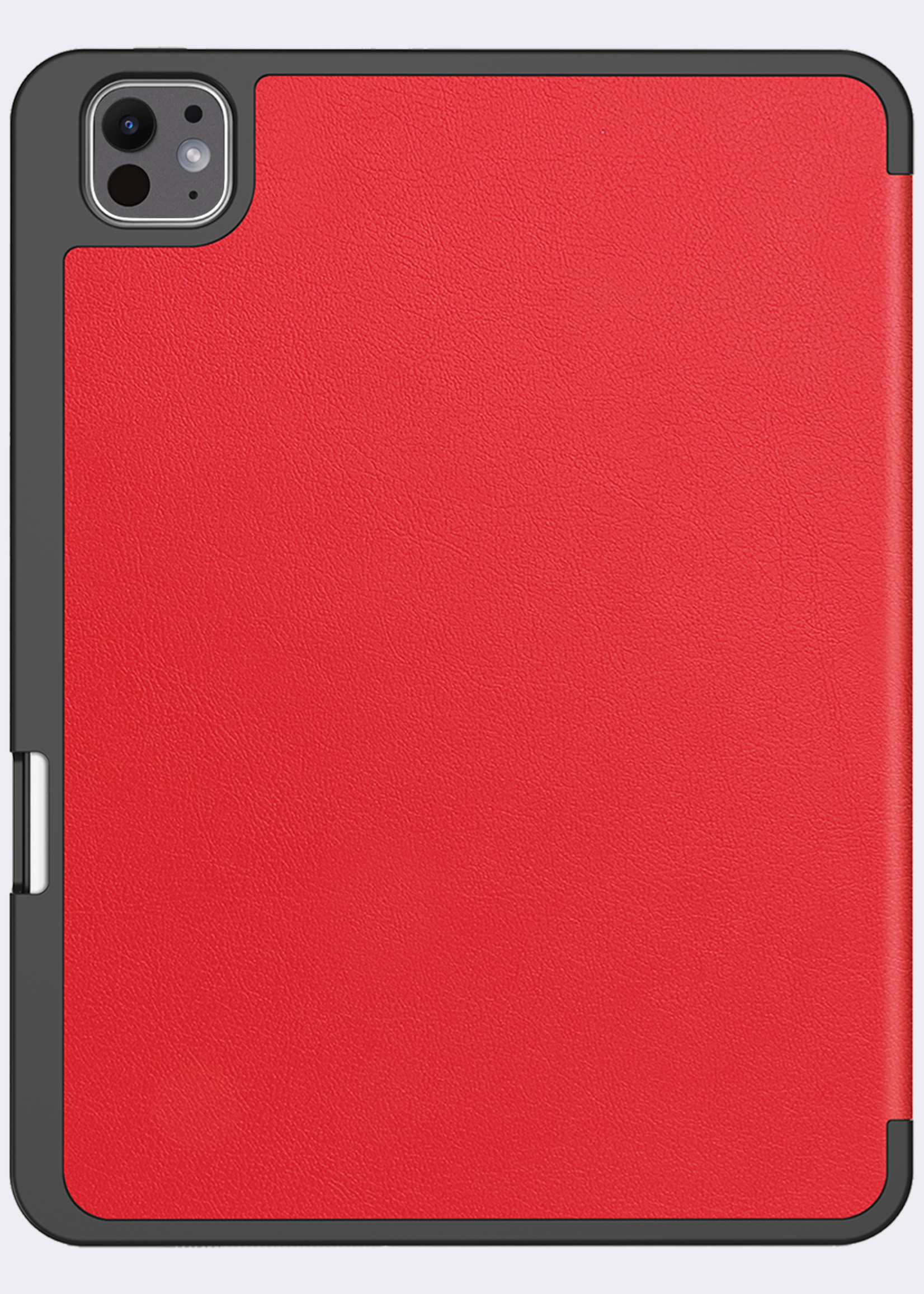 BTH Hoes Geschikt voor iPad Pro 2024 (13 inch) Hoes Book Case Hoesje Trifold Cover Met Uitsparing Geschikt voor Apple Pencil - Hoesje Geschikt voor iPad Pro 2024 13 inch (7e generatie) Hoesje Bookcase - Rood