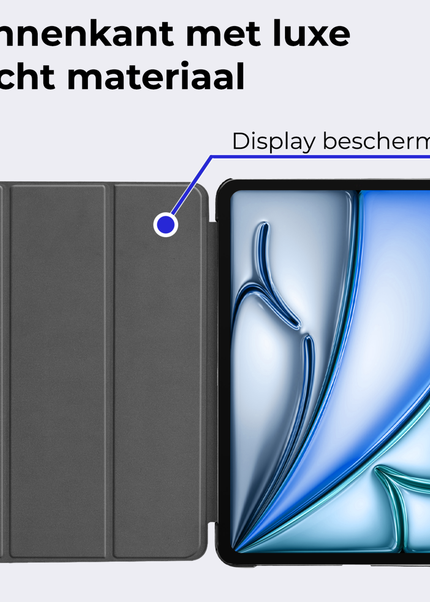 BTH Hoes Geschikt voor iPad Air 6 (11 inch) Hoes Book Case Hoesje Trifold Cover Met Screenprotector - Hoesje Geschikt voor iPad Air 2024 (11 inch) Hoesje Bookcase - Blokken