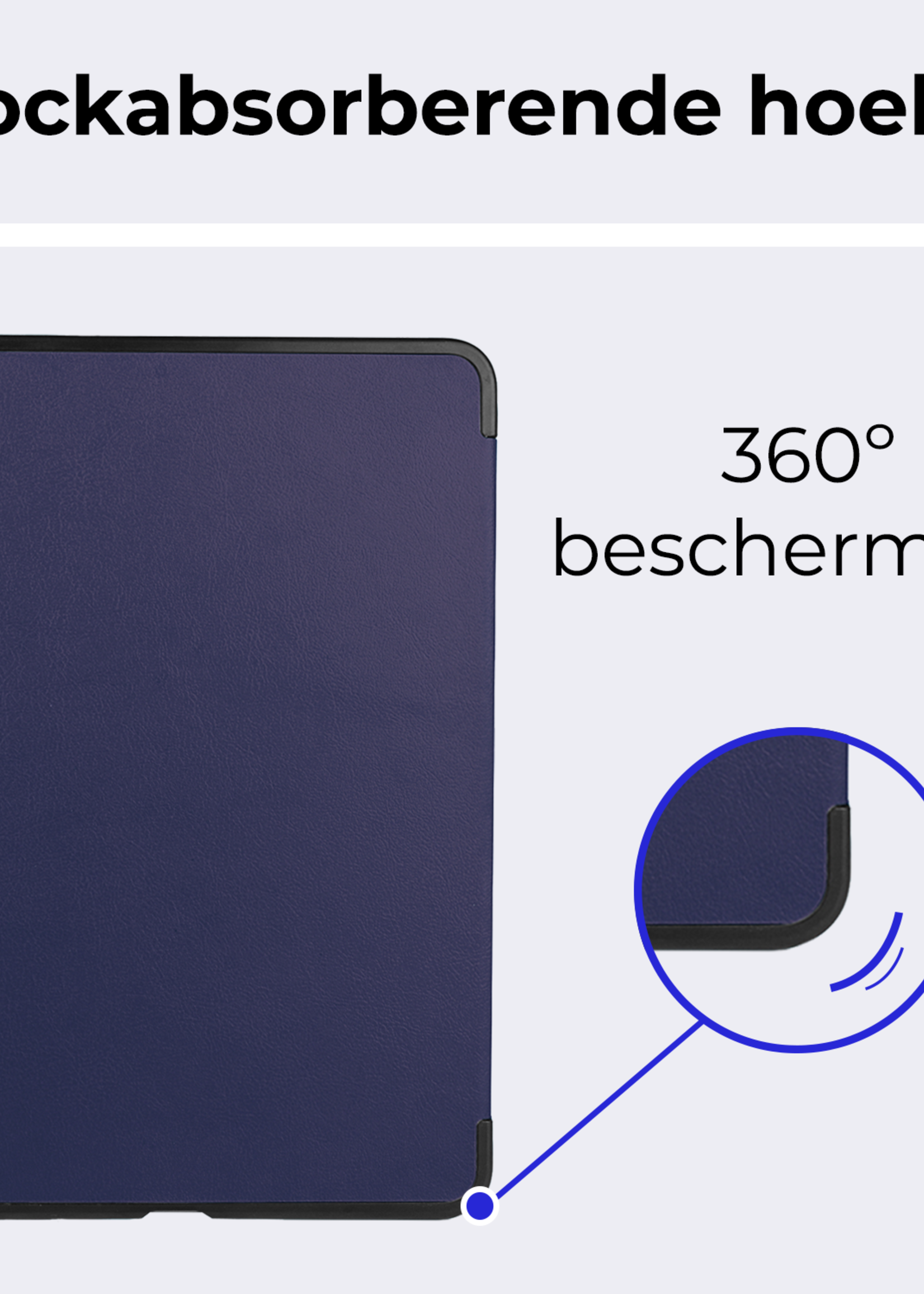 BTH Hoes Geschikt voor iPad Air 6 (11 inch) Hoes Book Case Hoesje Trifold Cover Met Screenprotector - Hoesje Geschikt voor iPad Air 2024 (11 inch) Hoesje Bookcase - Donkerblauw
