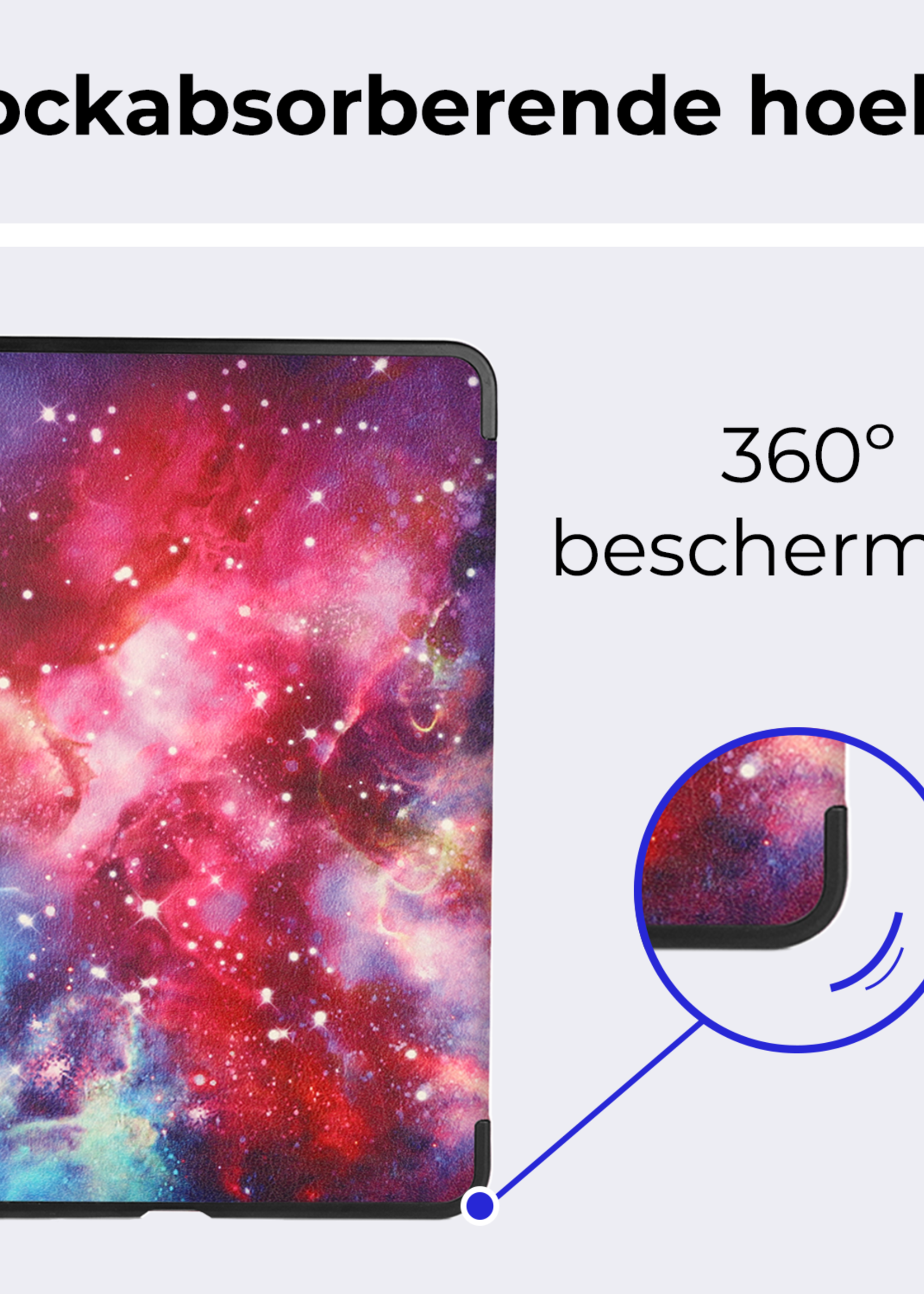 BTH Hoes Geschikt voor iPad Air 6 (11 inch) Hoes Book Case Hoesje Trifold Cover Met Screenprotector - Hoesje Geschikt voor iPad Air 2024 (11 inch) Hoesje Bookcase - Galaxy